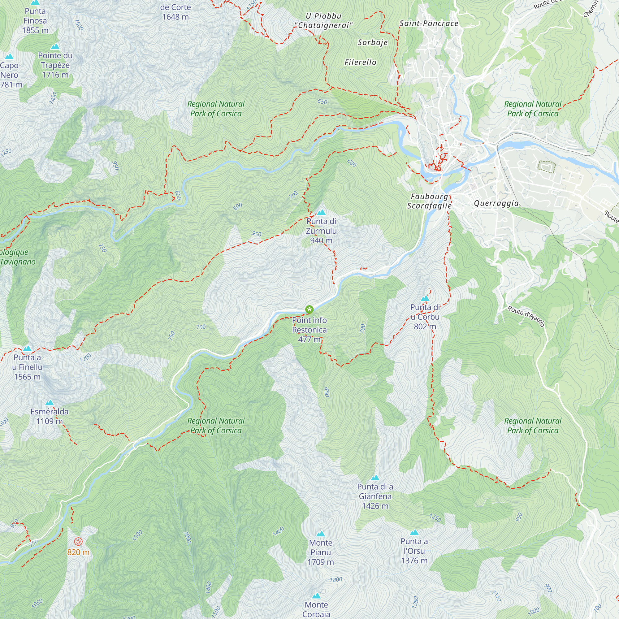 Point info Restonica map