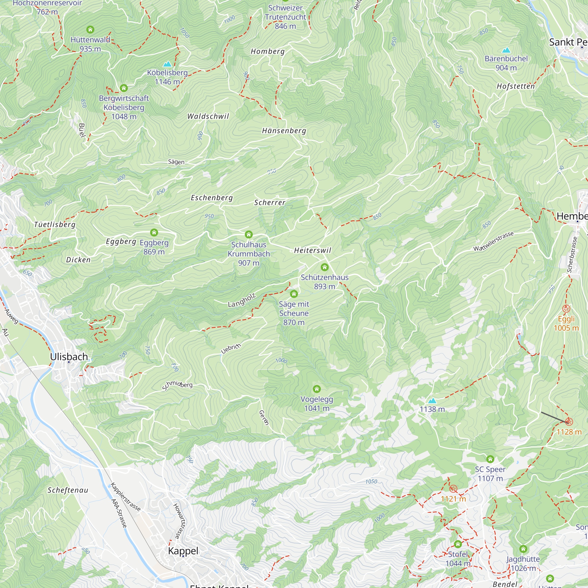 Säge mit Scheune map