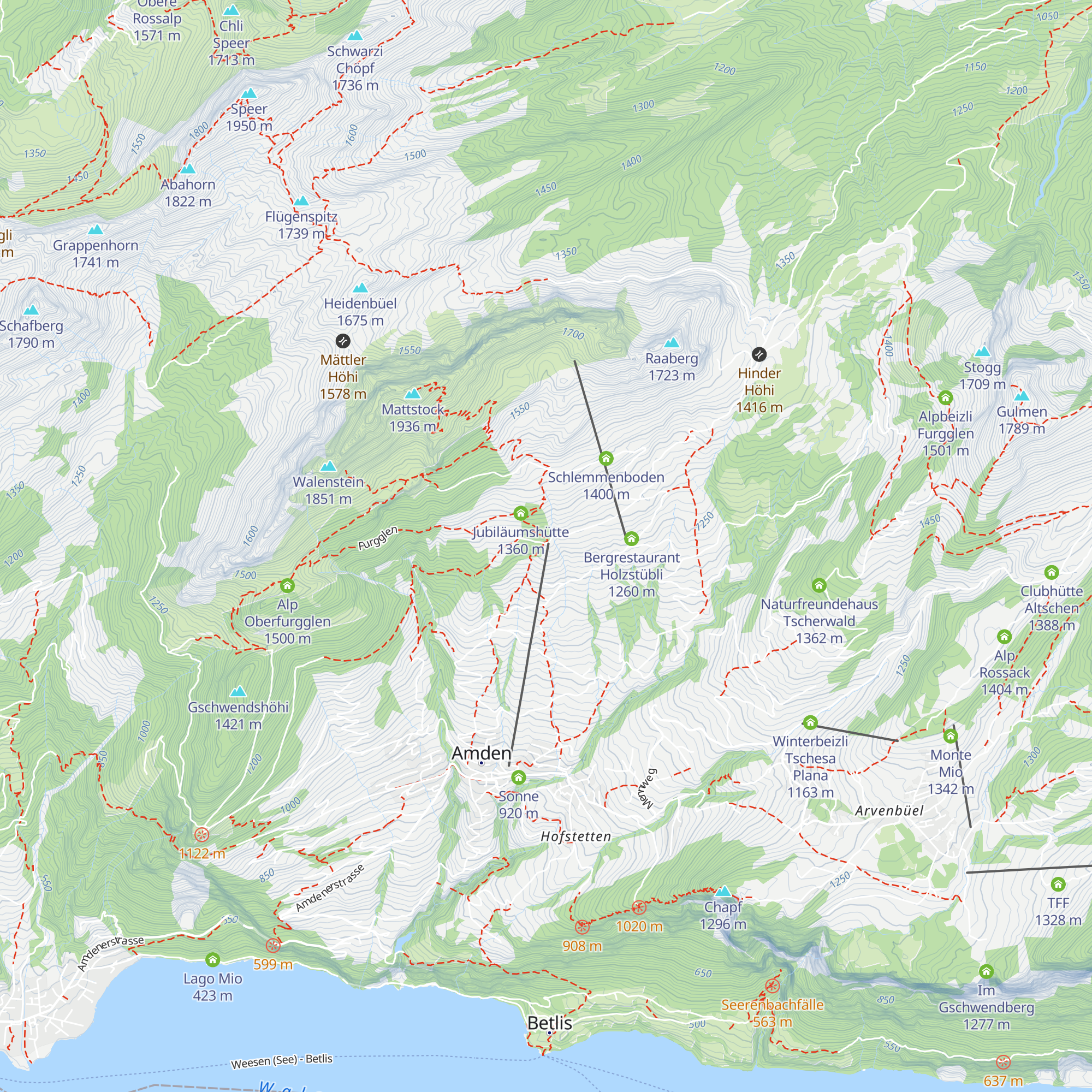 Restaurant Walau Amden map