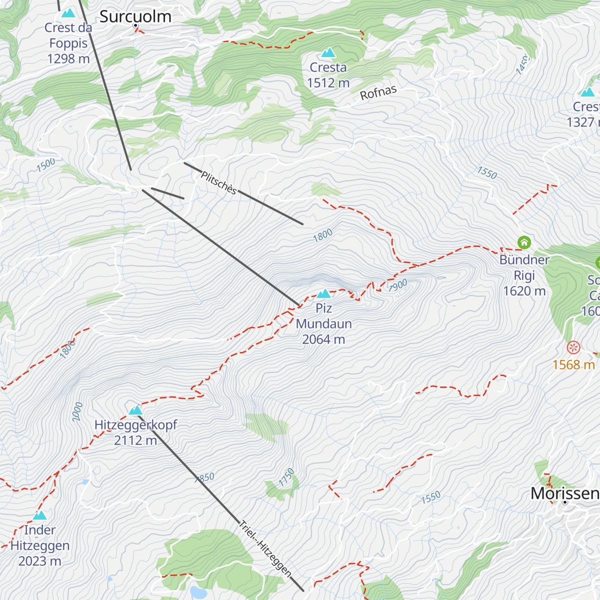 Gipfelhütte Piz Mundaun map