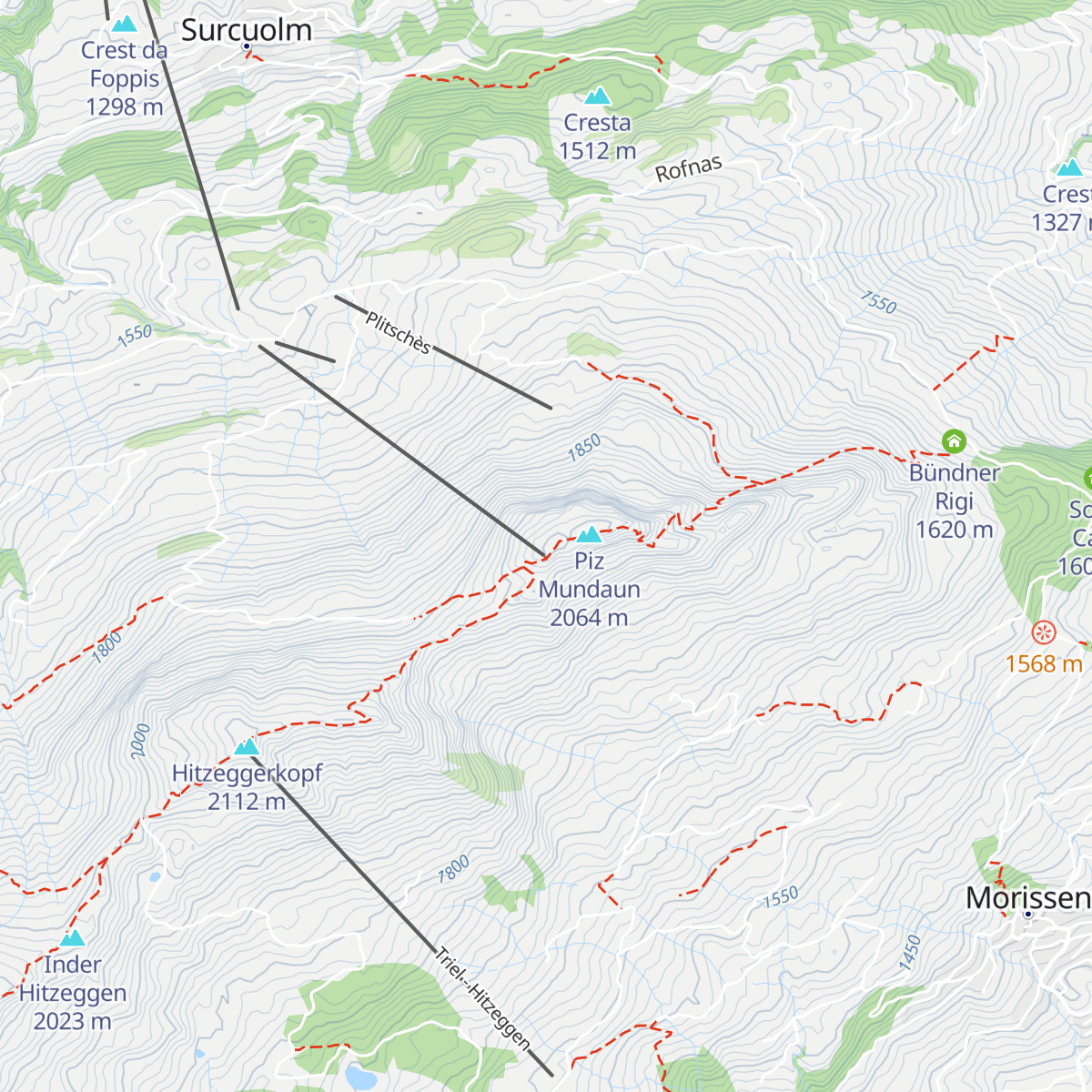 Gipfelhütte Piz Mundaun map