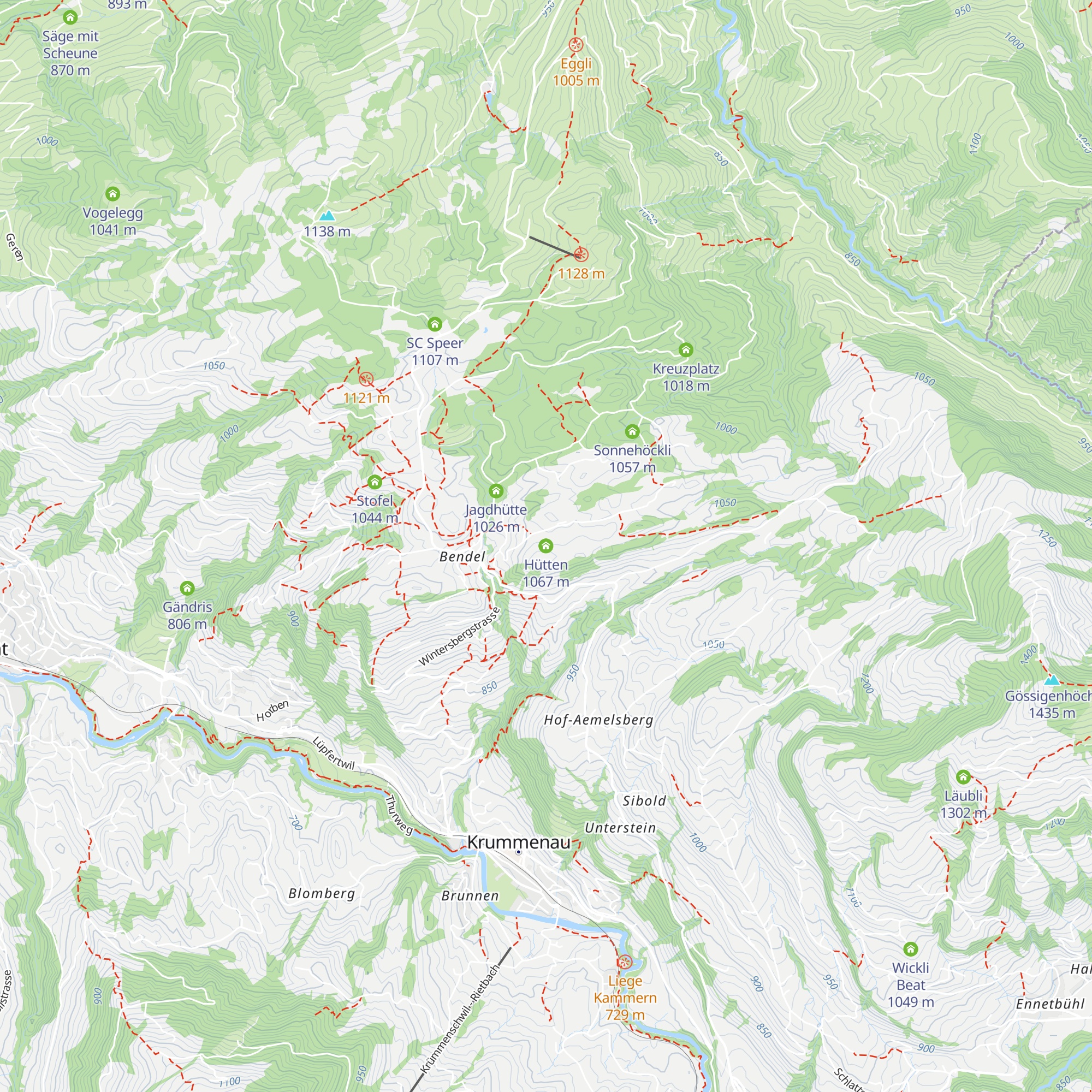 Hütten map