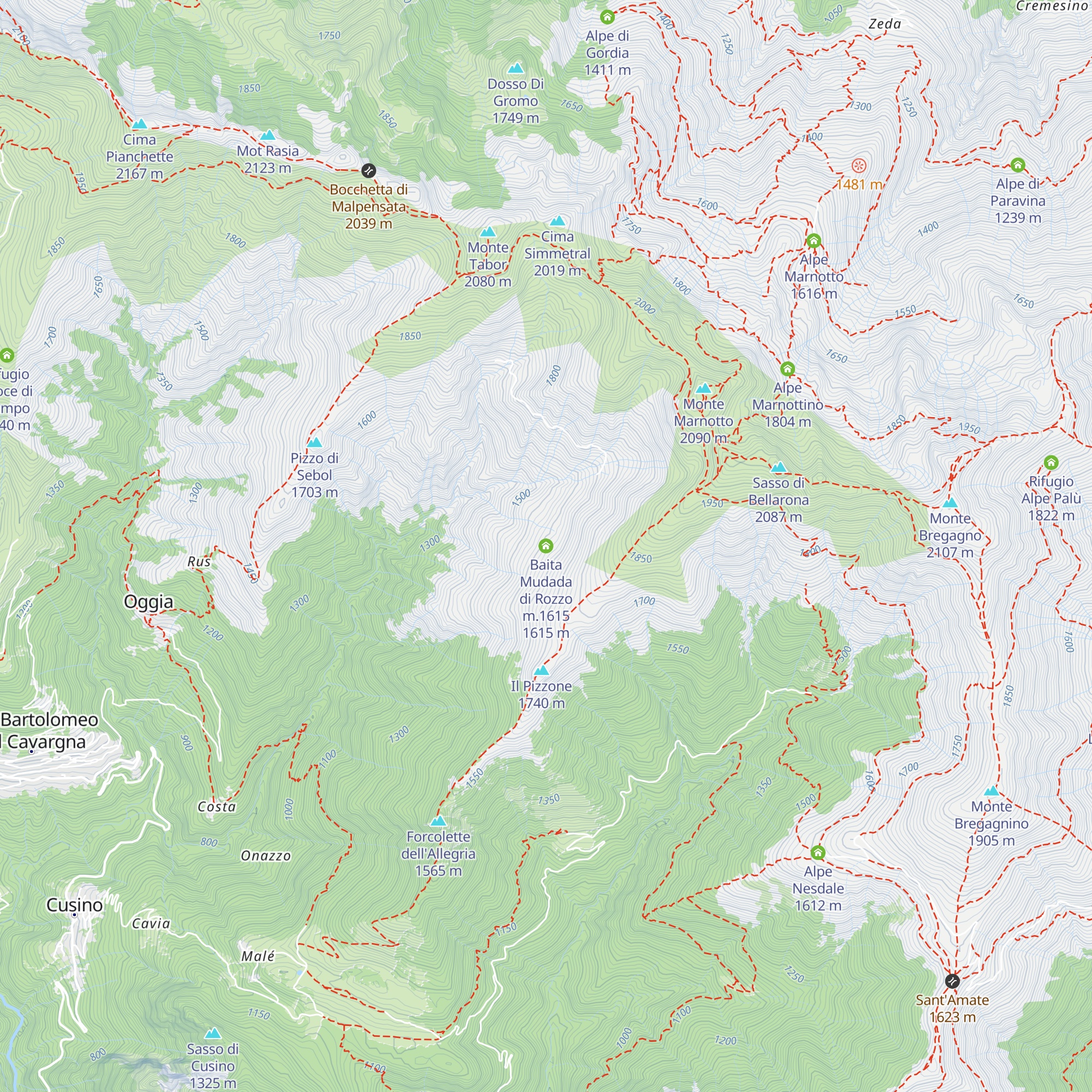 Baita Mudada di Rozzo m.1615 map