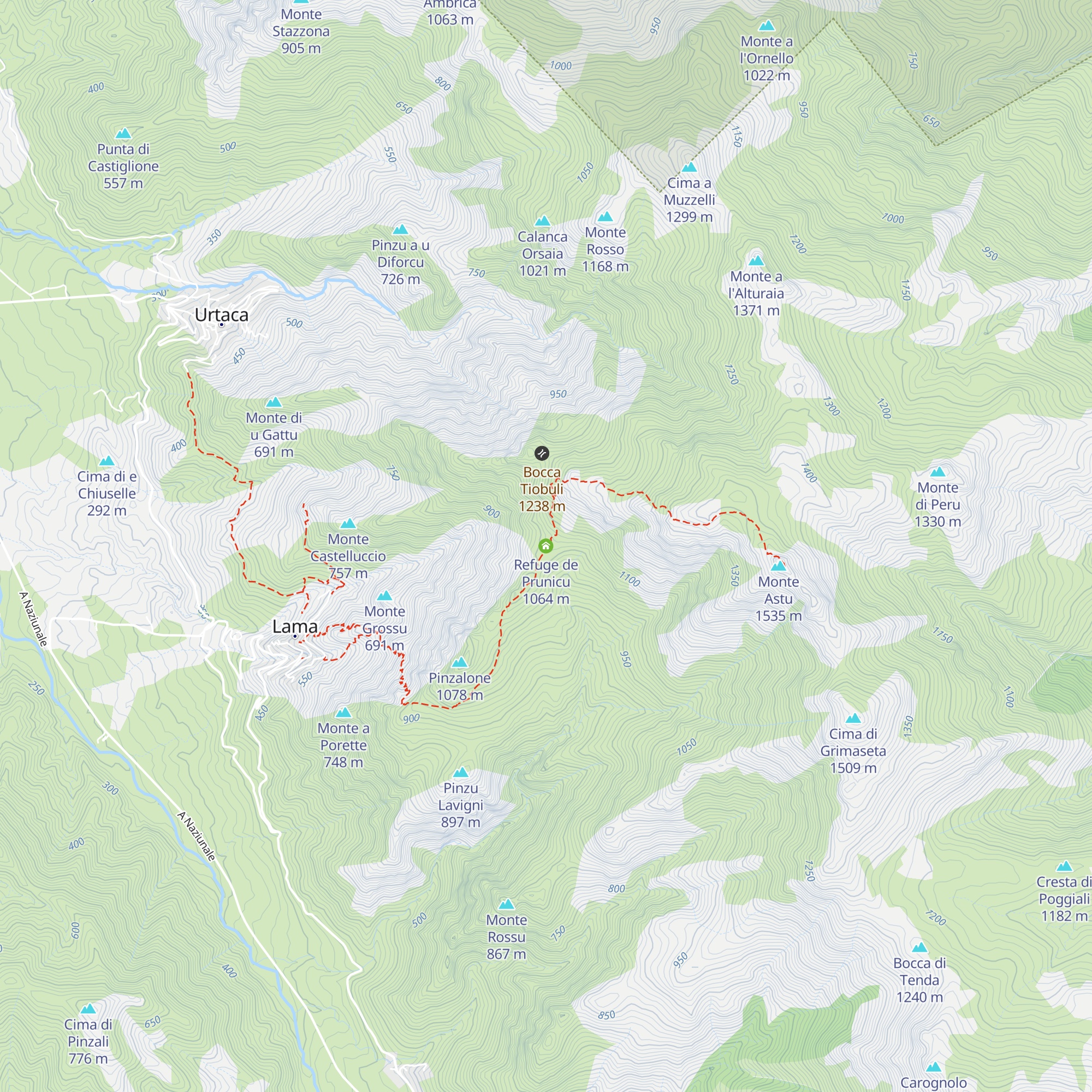 Refuge de Prunicu map