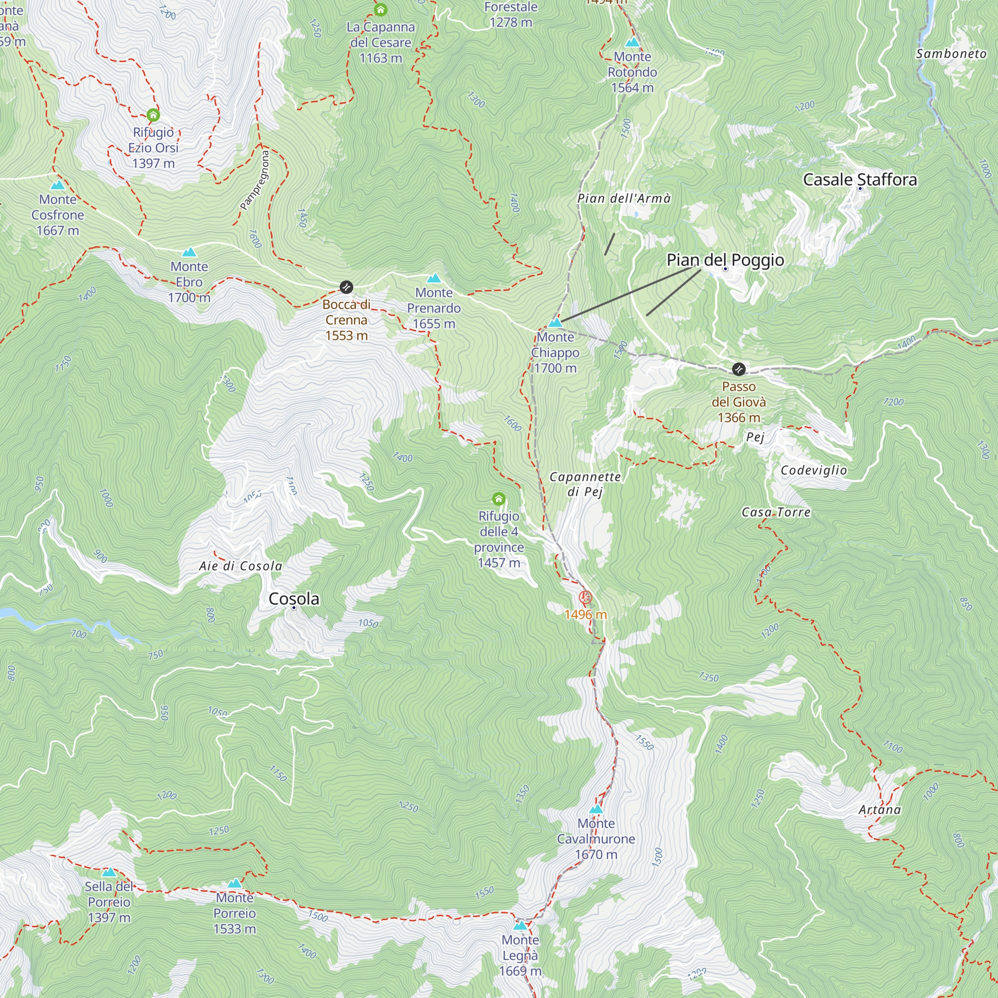 Rifugio delle 4 province map