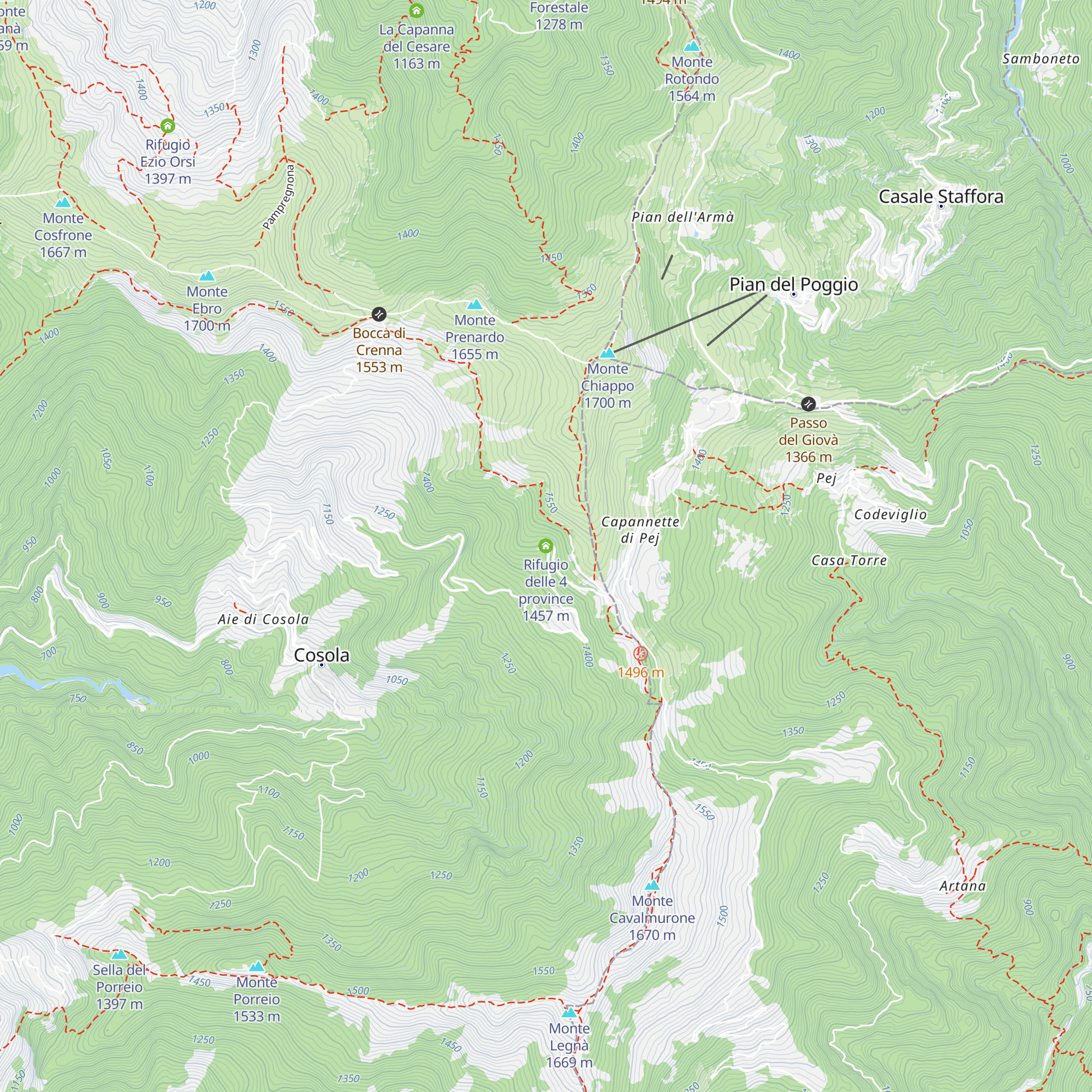 Rifugio delle 4 province map