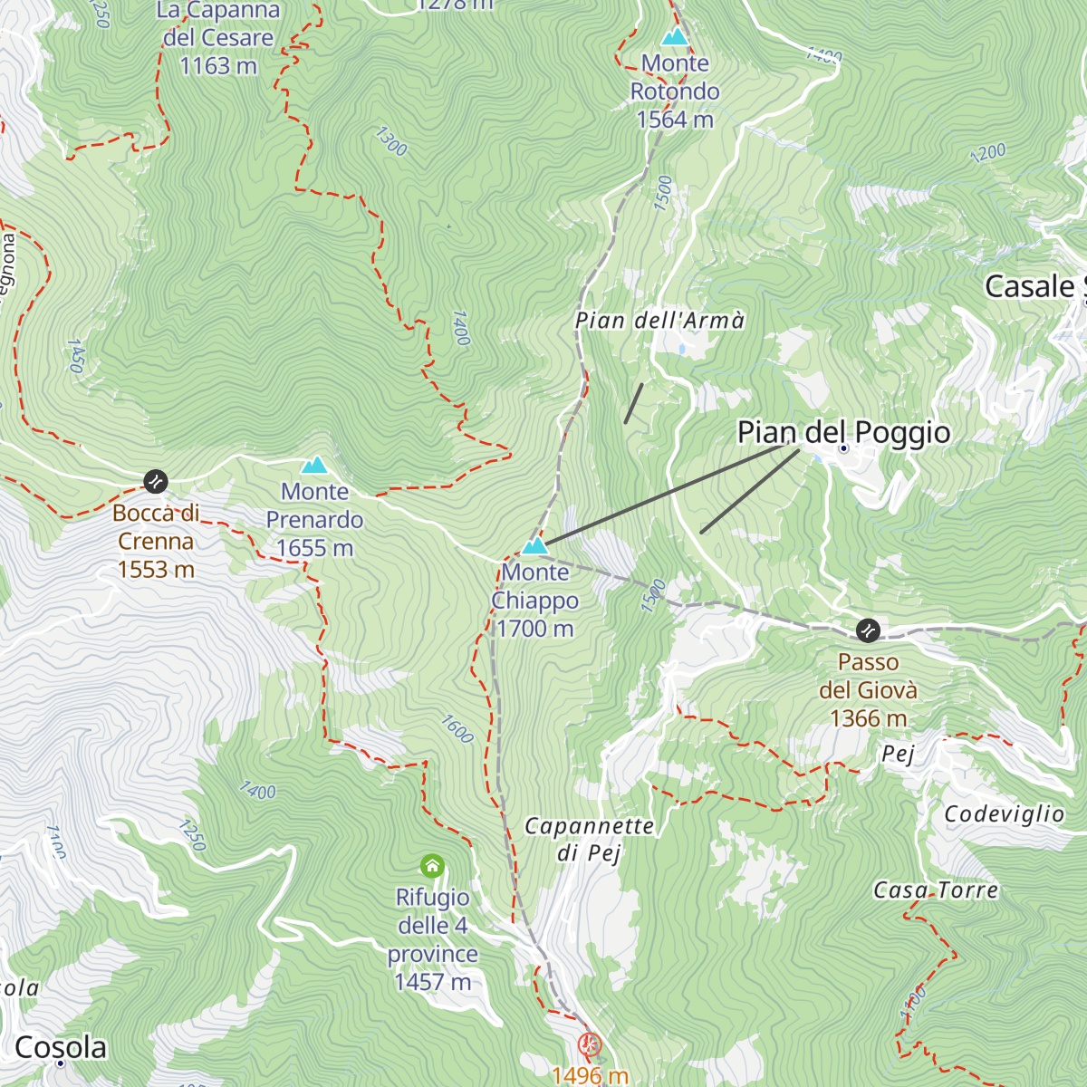 Rifugio Monte Chiappo map