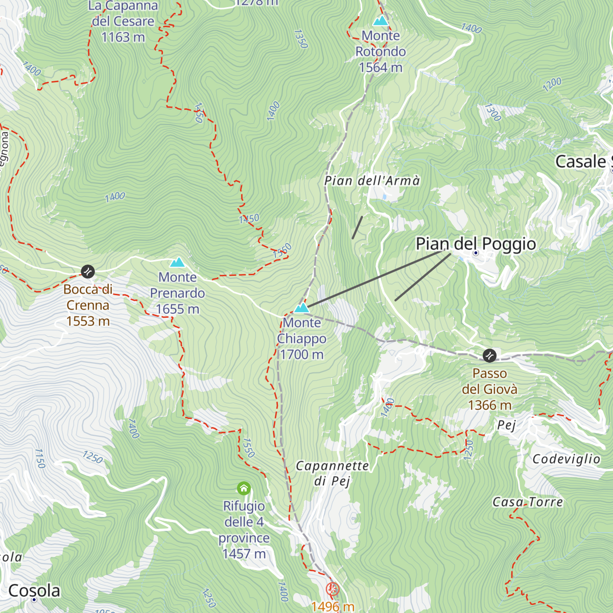 Rifugio Monte Chiappo map