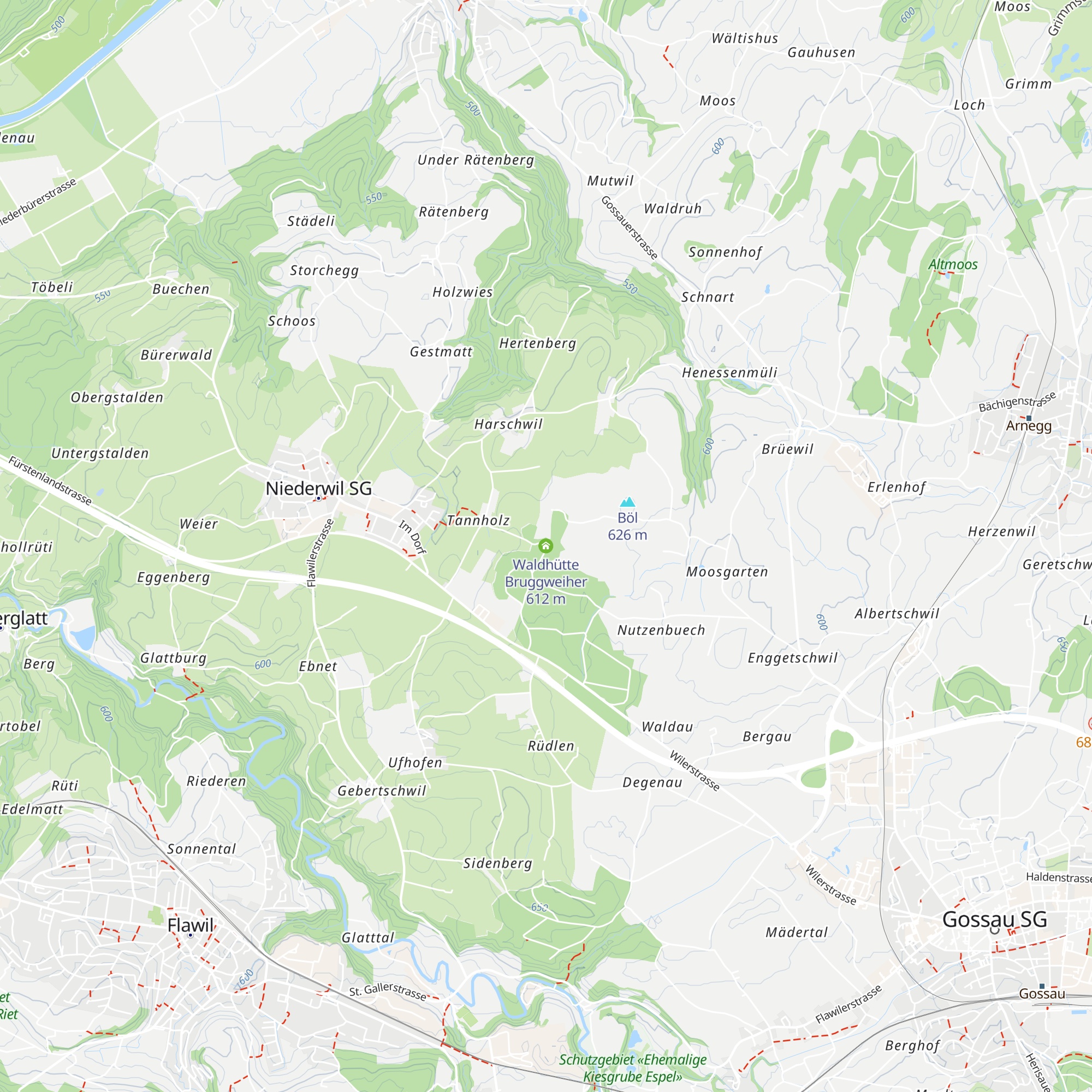 Waldhütte Bruggweiher map