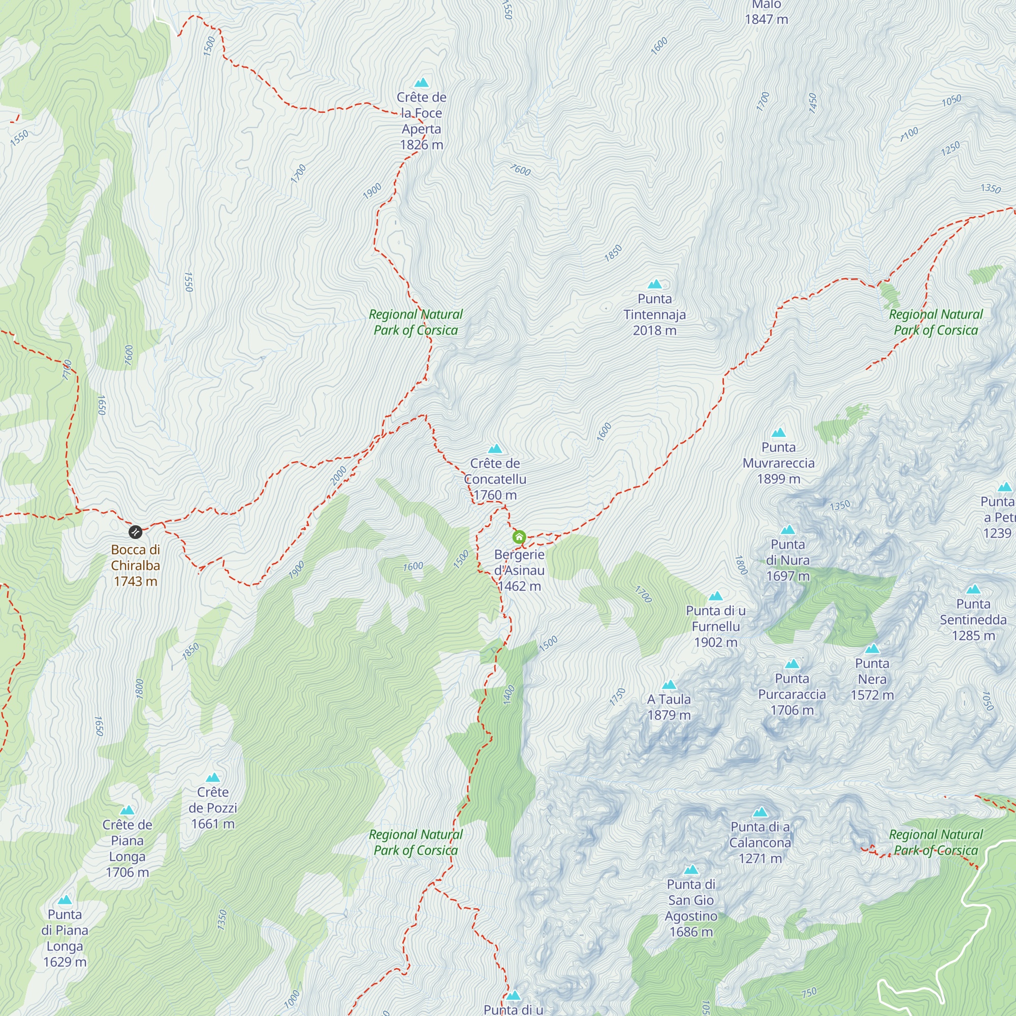 Refuge d'Asinau map