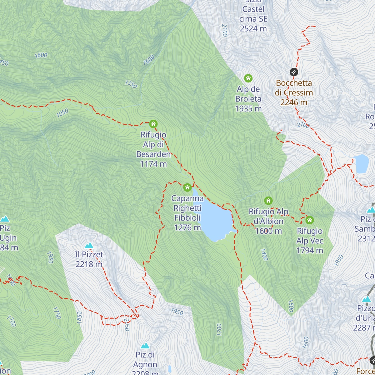 Capanna Righetti Fibbioli map