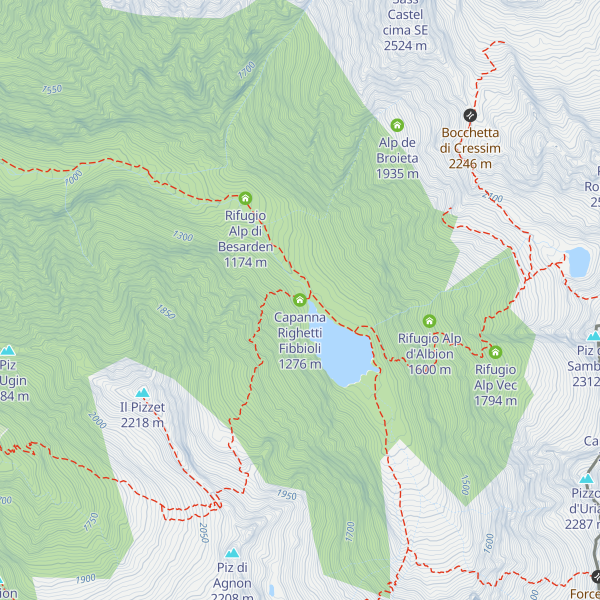 Capanna Righetti Fibbioli map