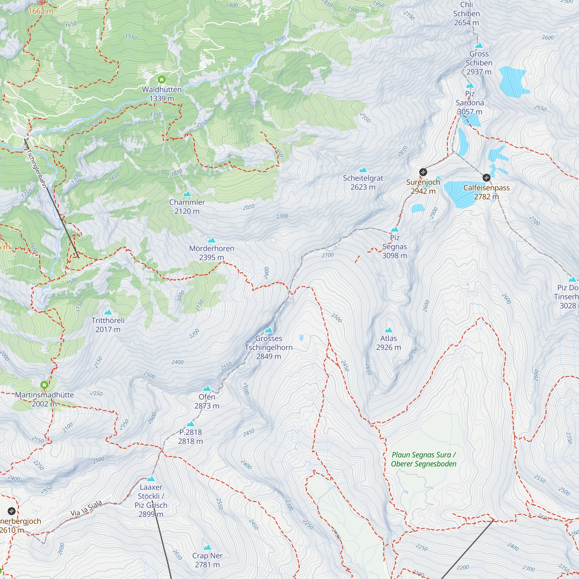 Segnespass Mountain Lodge map