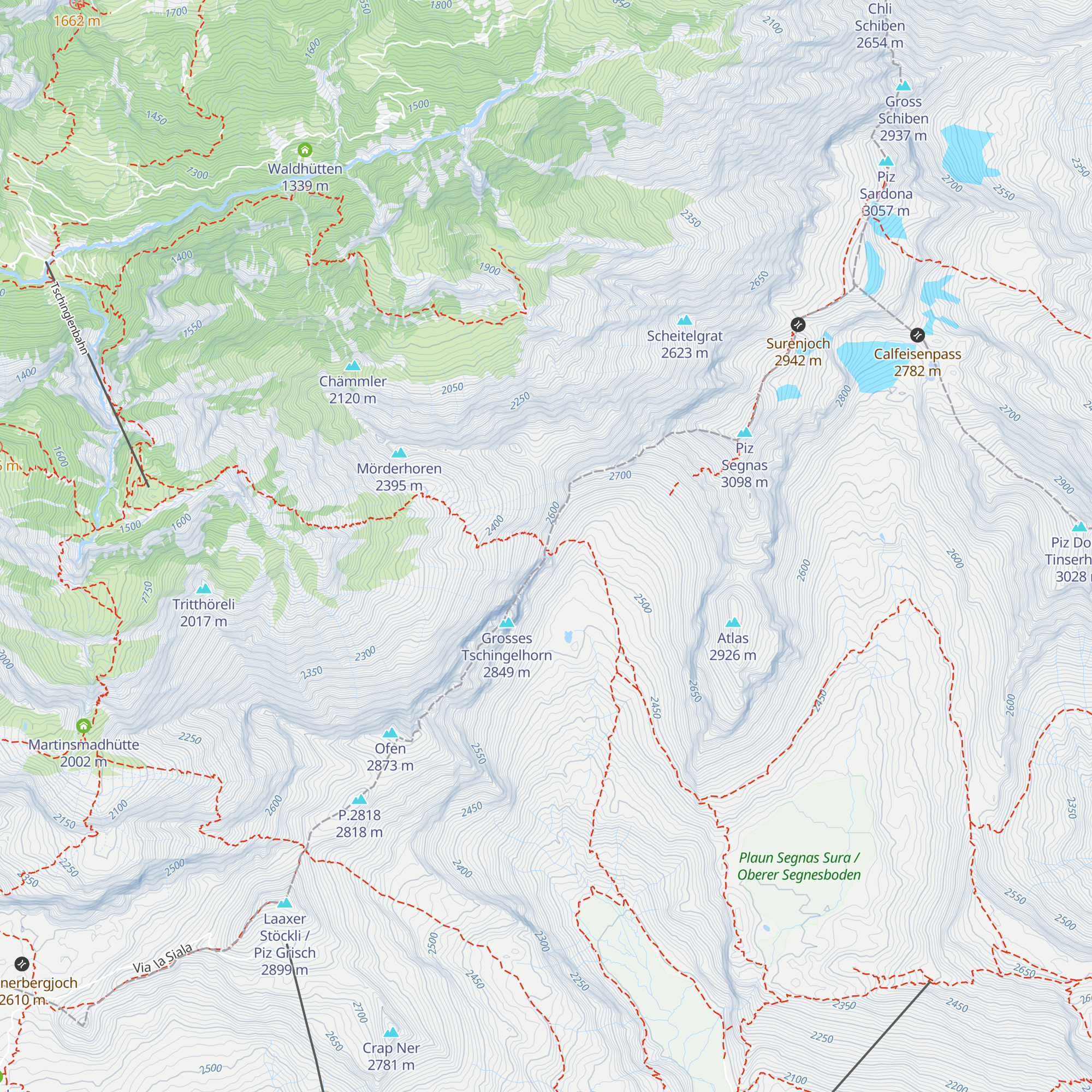 Segnespass Mountain Lodge map