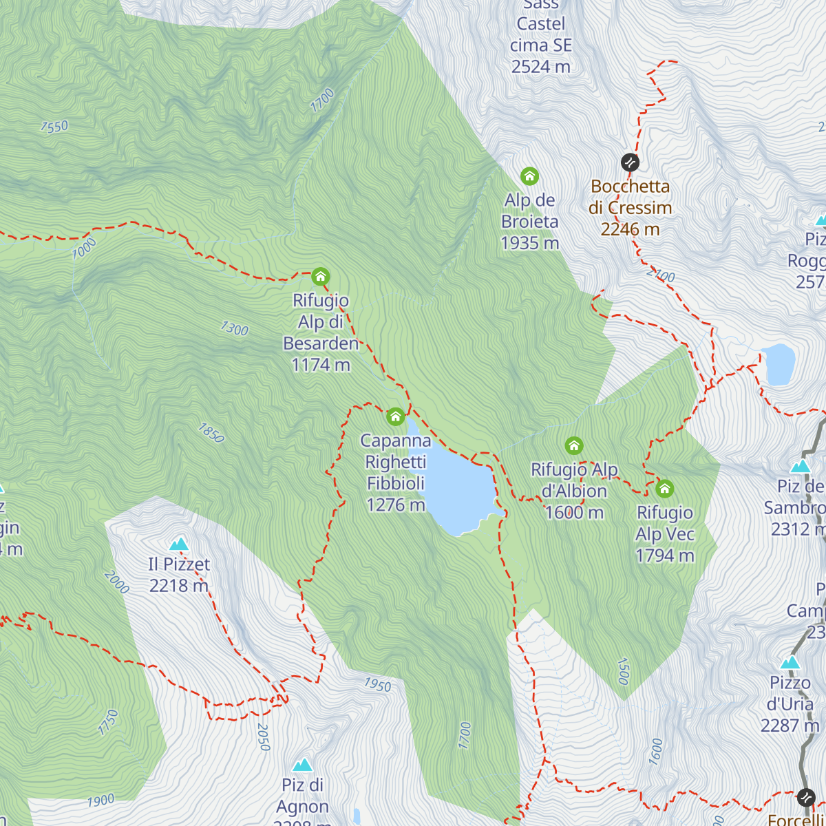 Capanna Miralago map