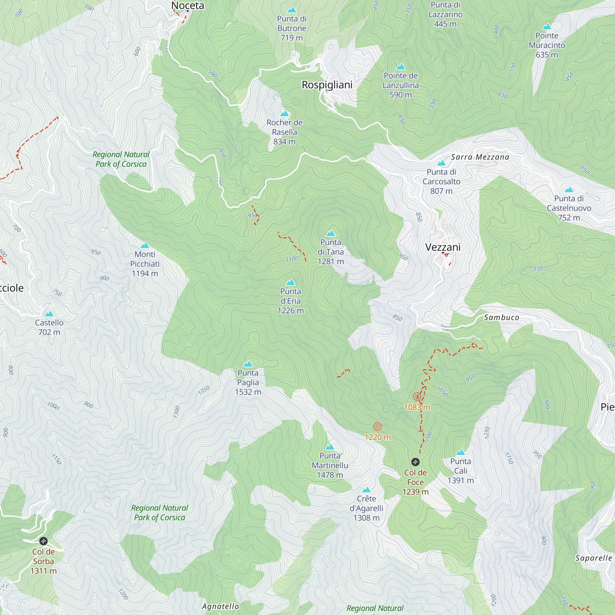 Cabane O.N.F. de Vezzani map