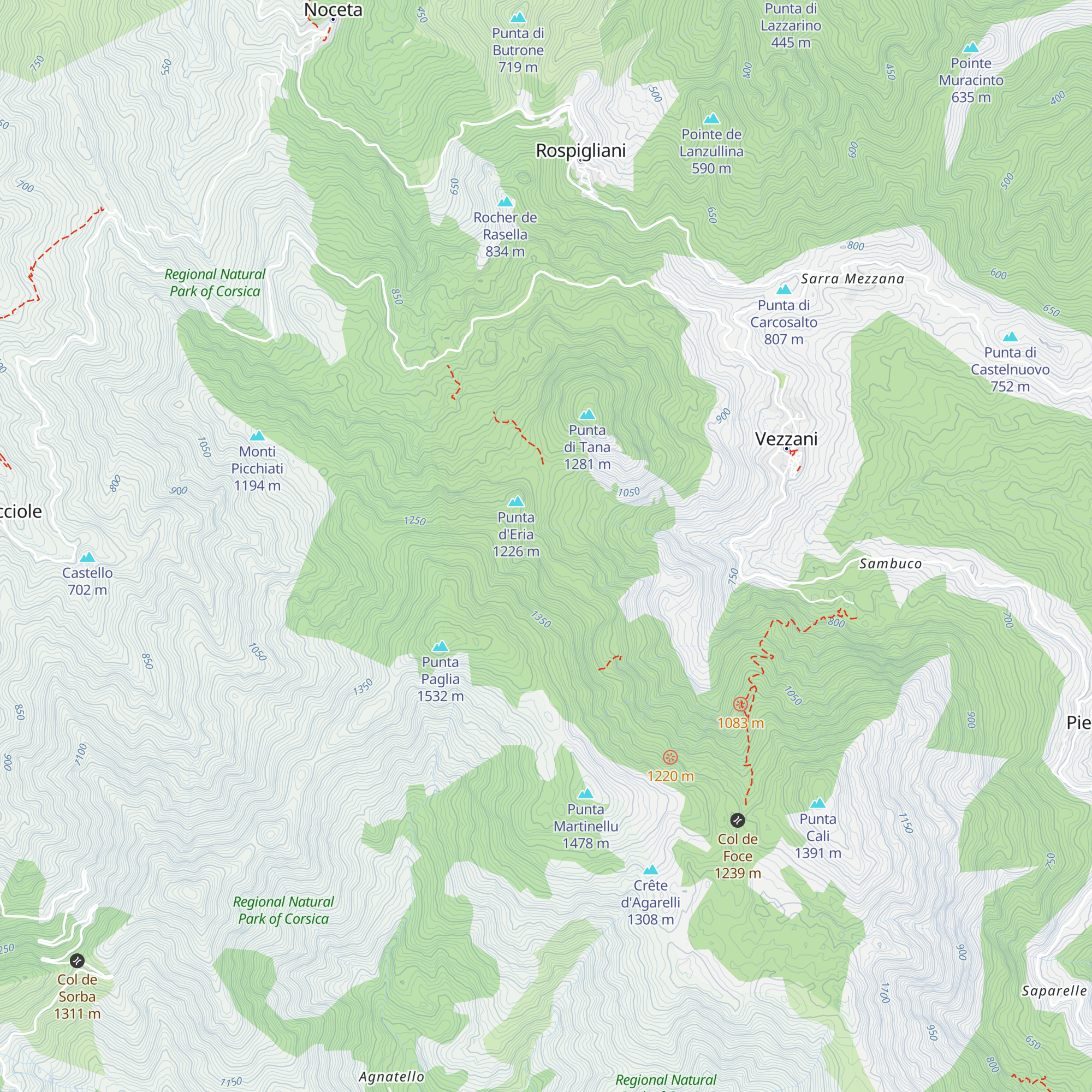 Cabane O.N.F. de Vezzani map