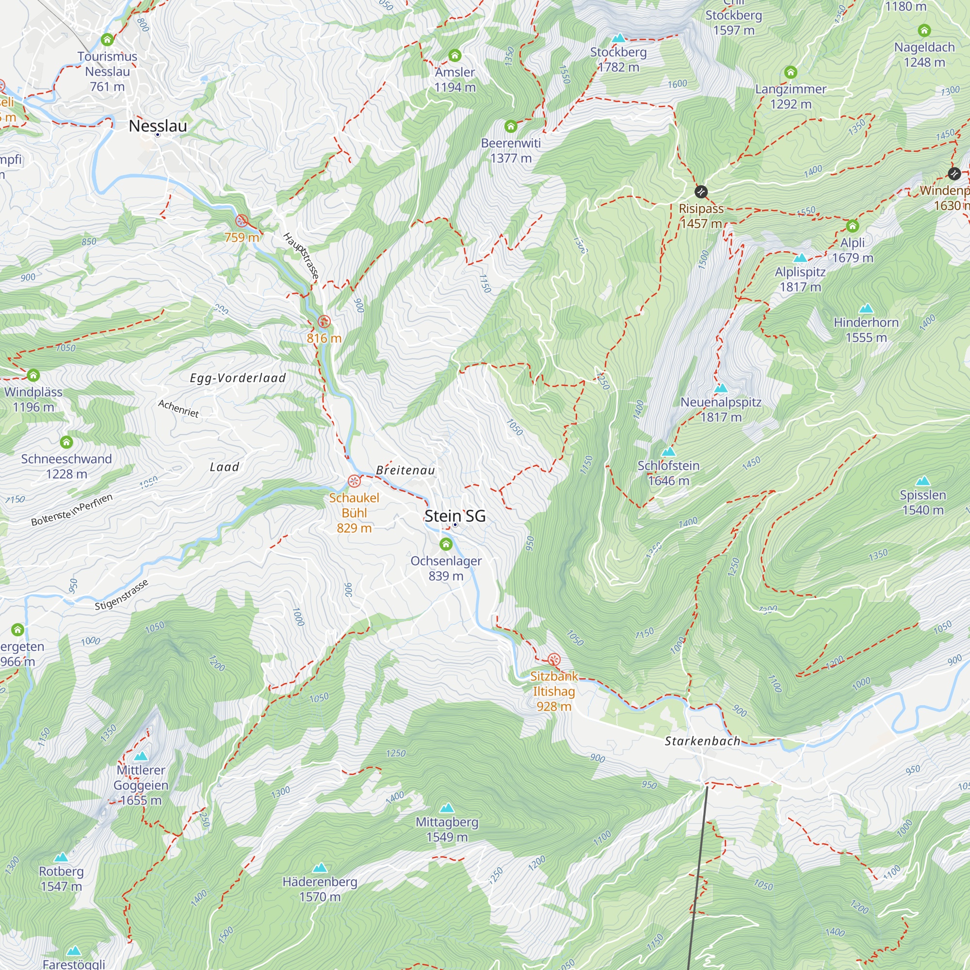 Hütten map