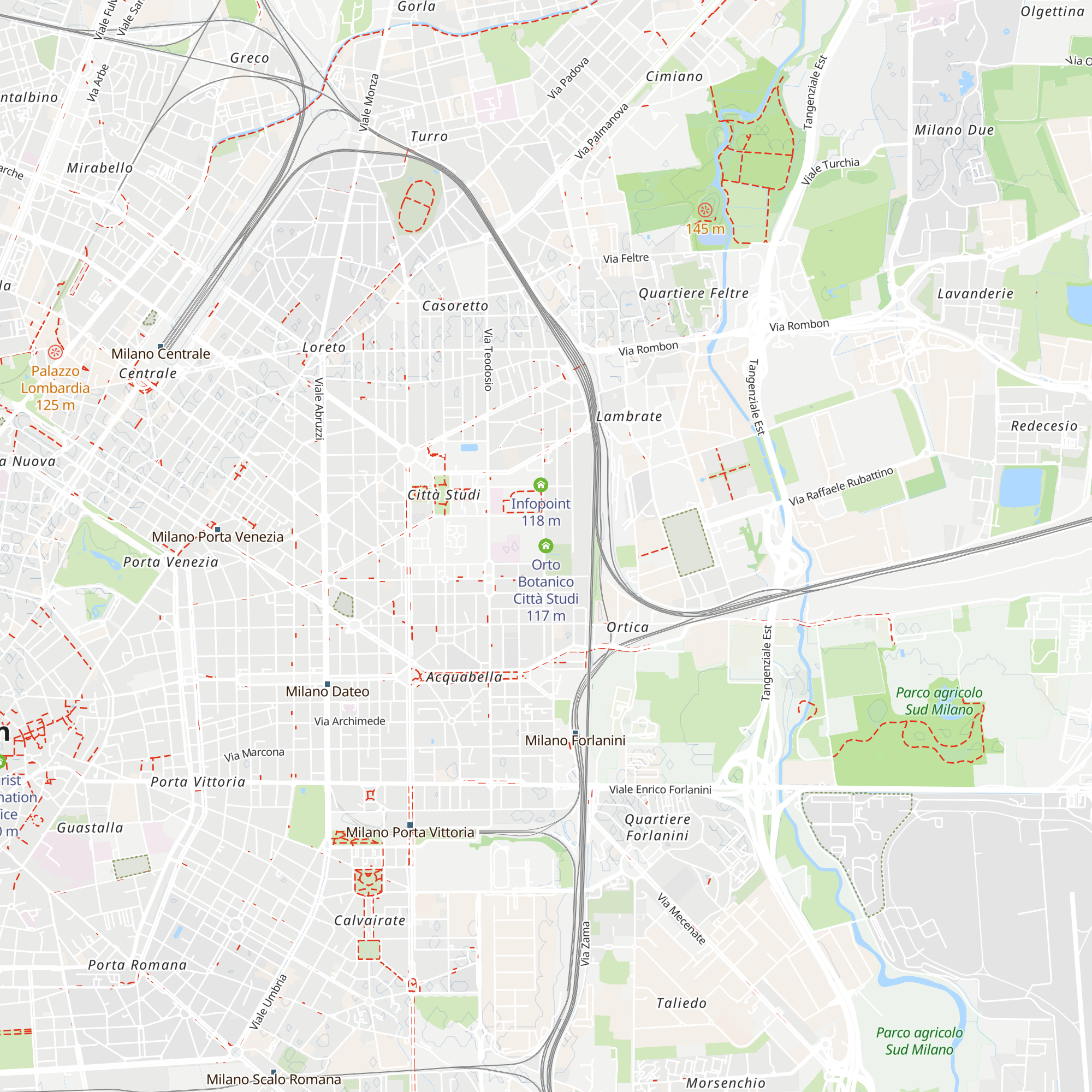 Orto Botanico Città Studi map