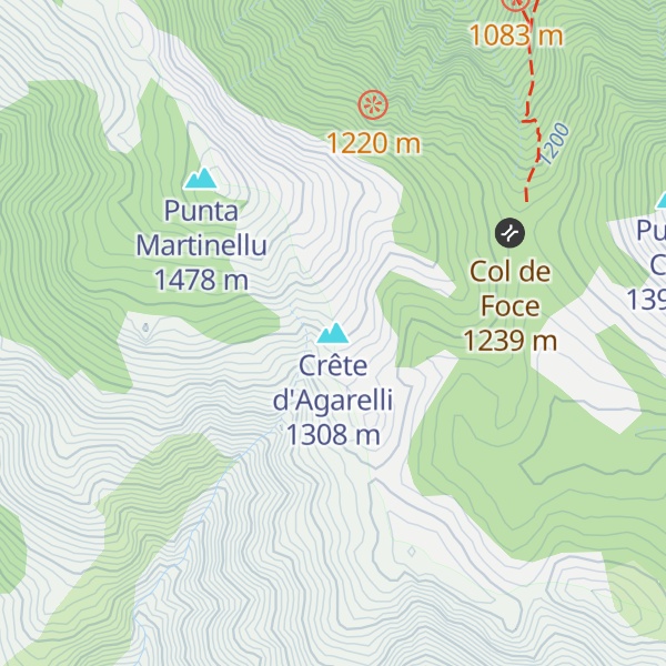 Map of Crête d'Agarelli