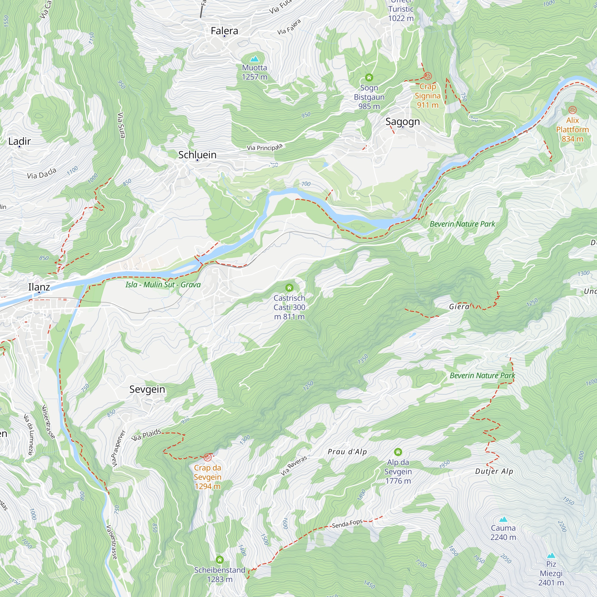 Castrisch Casti 150/100 m map