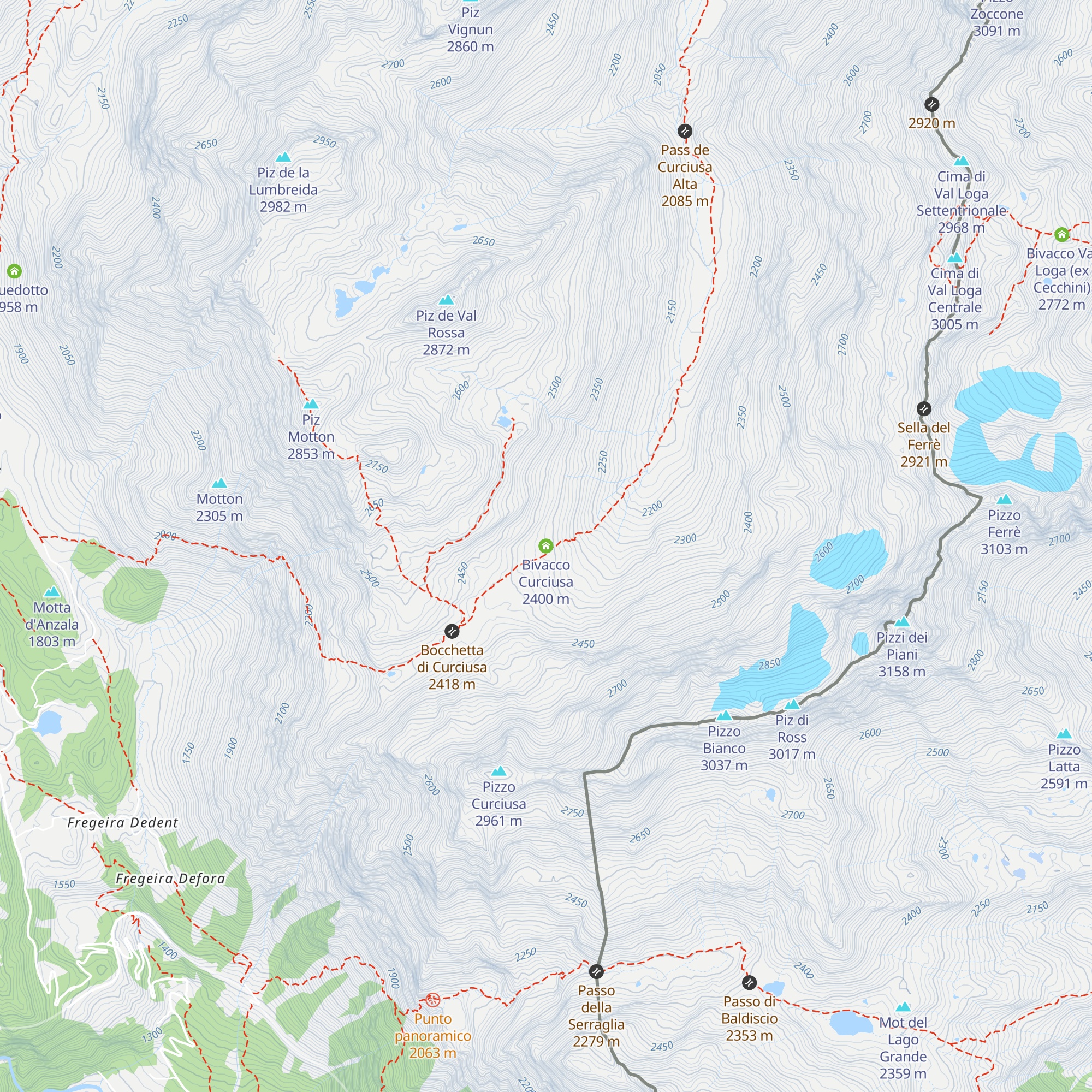 Bivacco Curciusa map