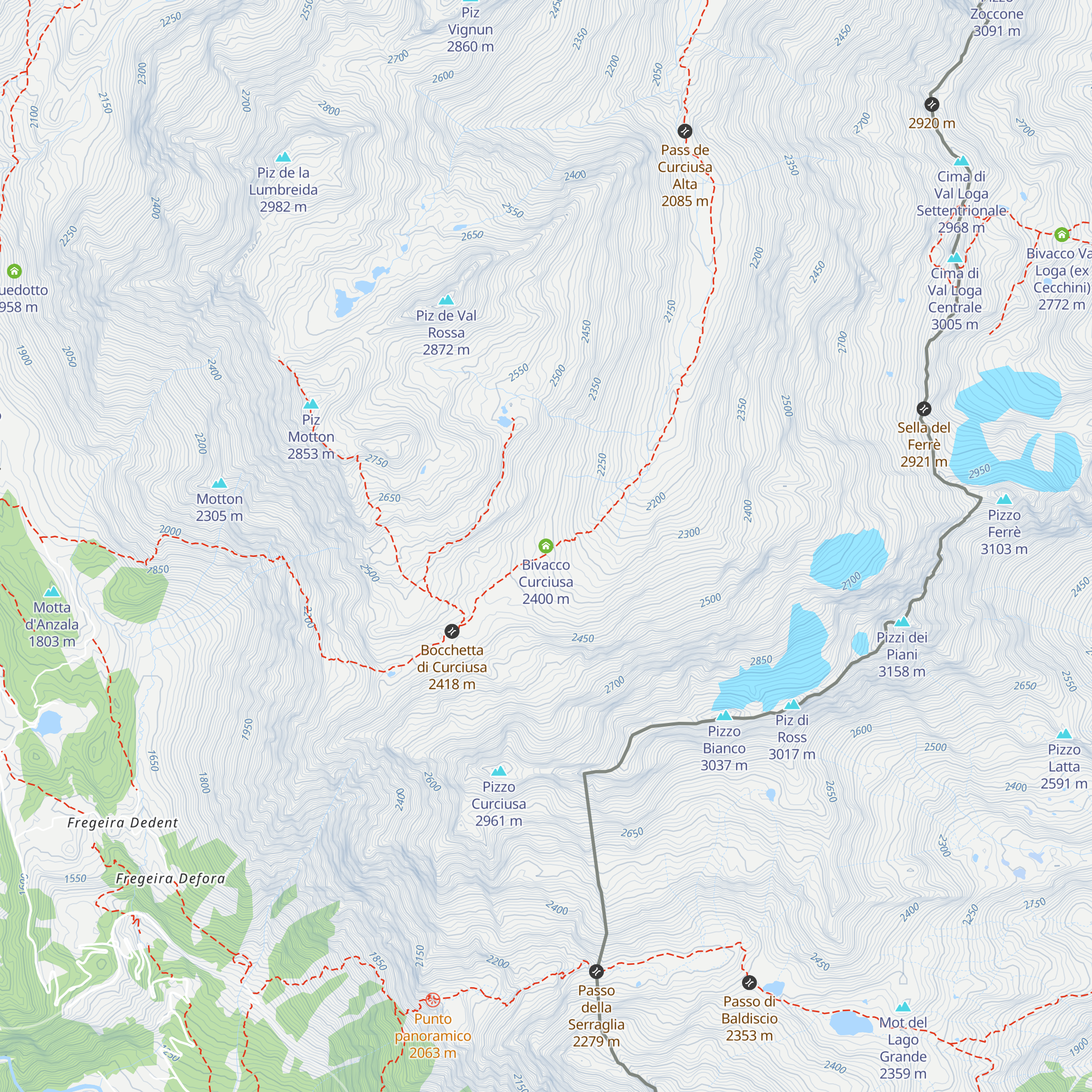 Bivacco Curciusa map
