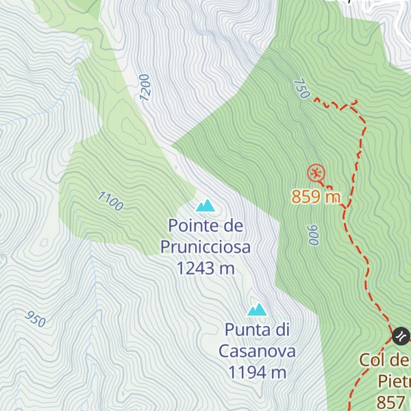 Map of Pointe de Prunicciosa