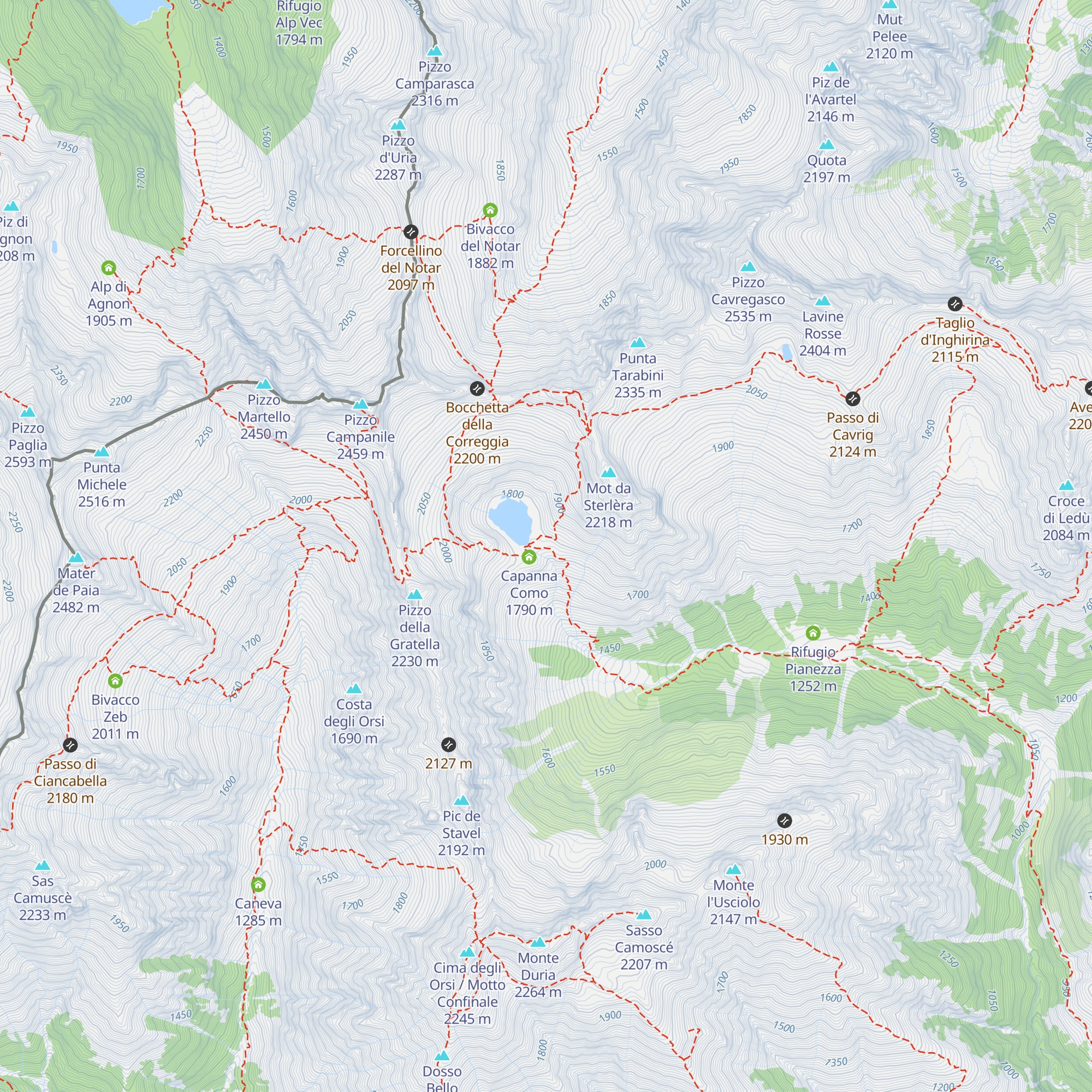 Rifugio Avert Darengo map