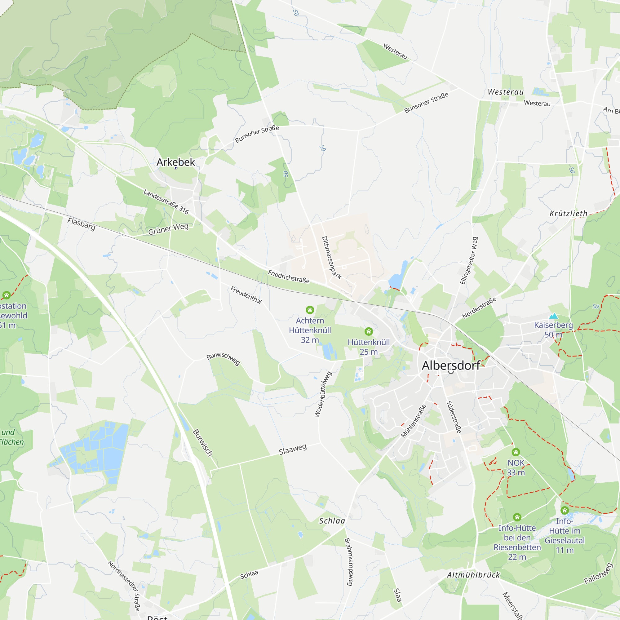 Achtern Hüttenknüll map