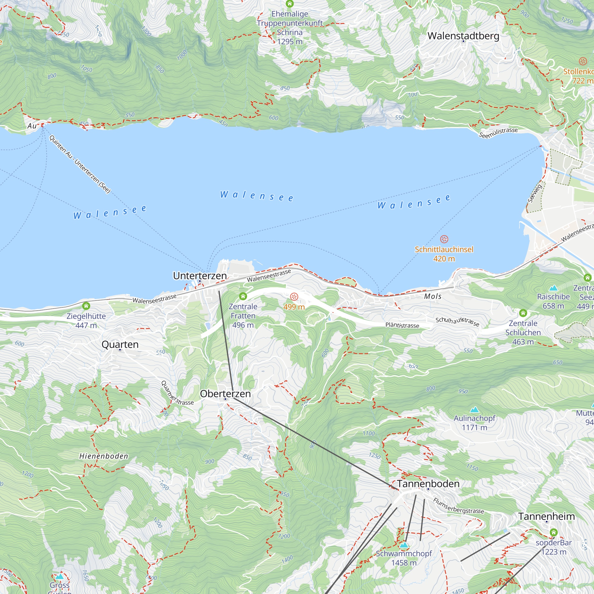 Walensee Raststätte Bergsboden map