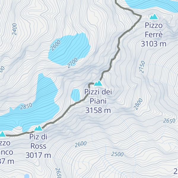Map of Pizzi dei Piani SW