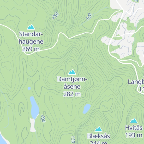 Map of Damtjønn-åsene