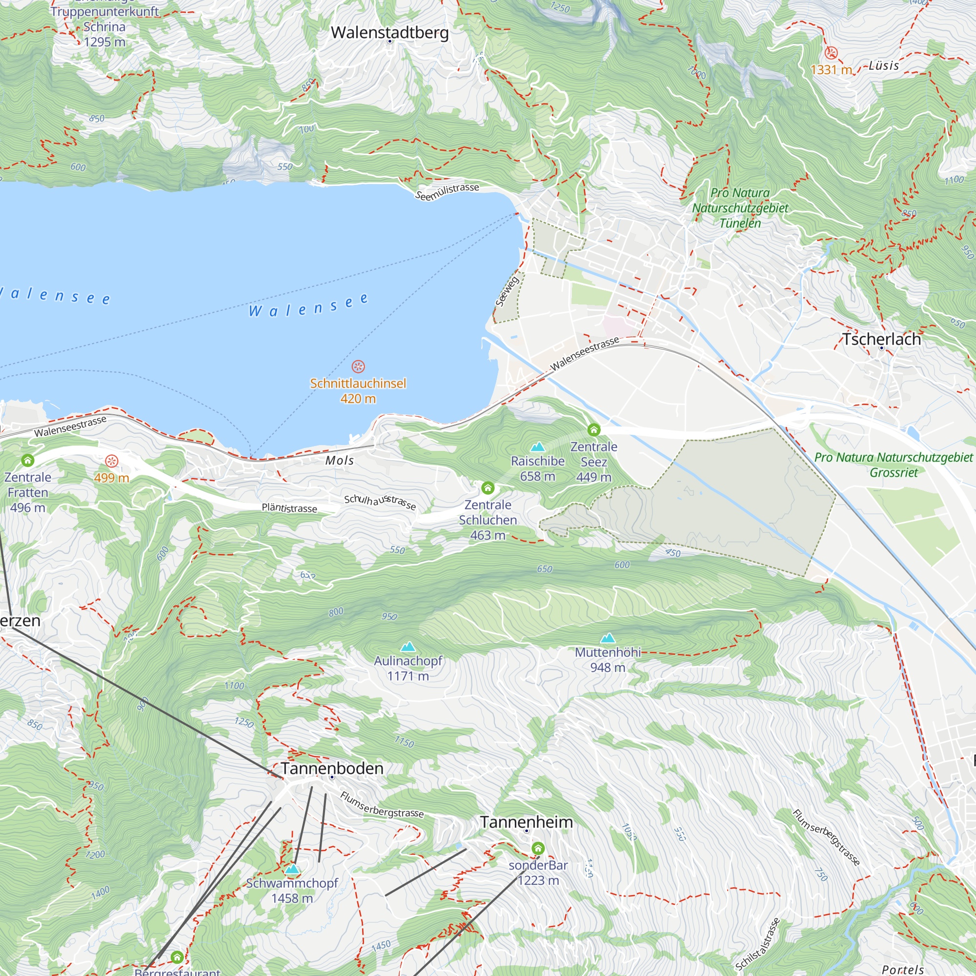 Zentrale Schluchen map