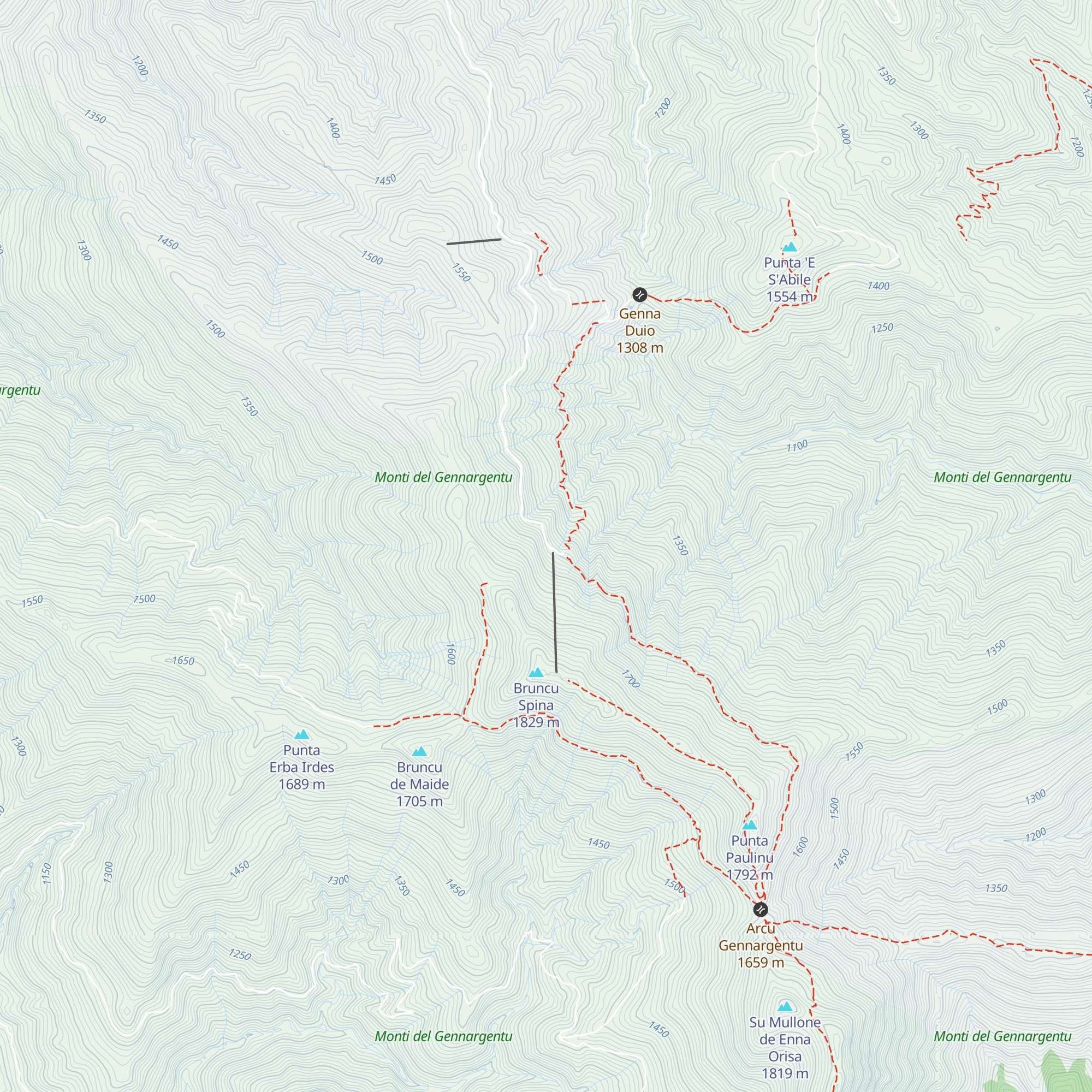 Rifugio Bruncu Spina map