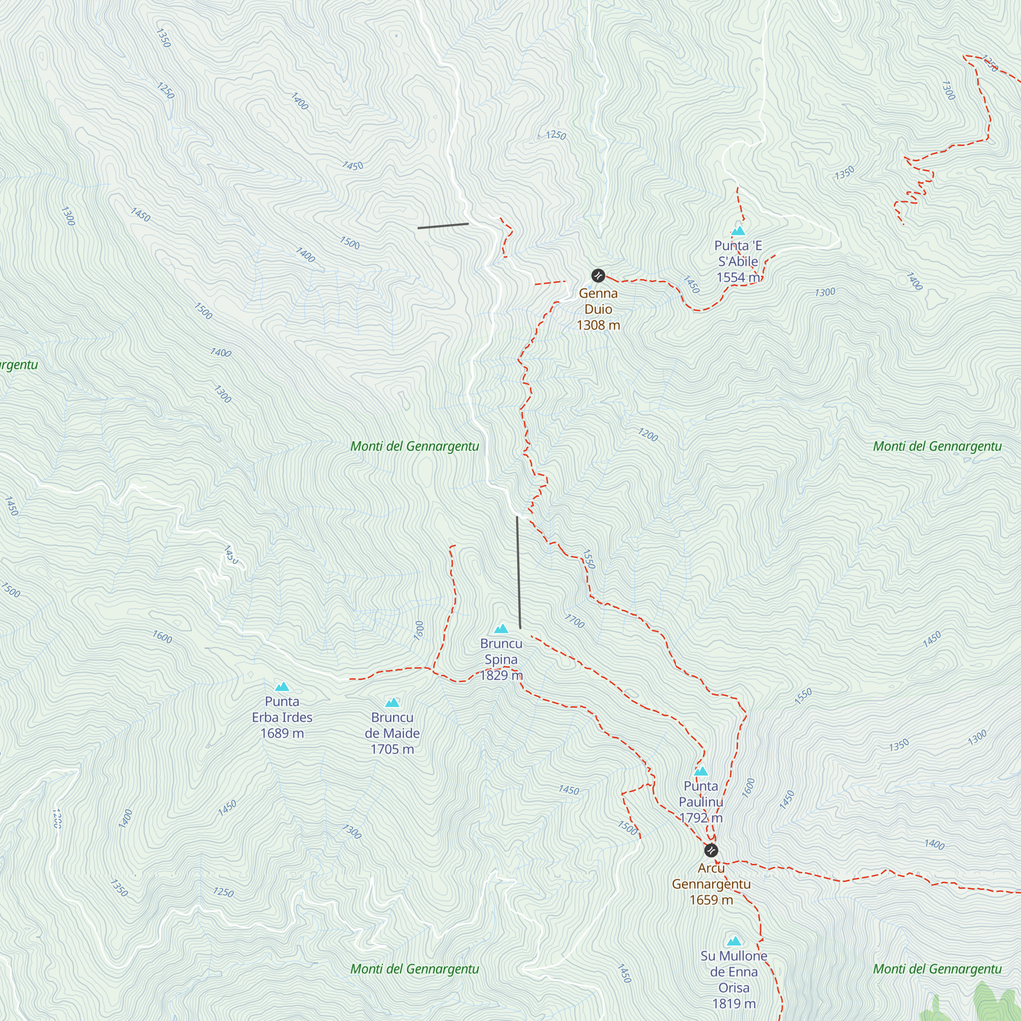 Rifugio Bruncu Spina map