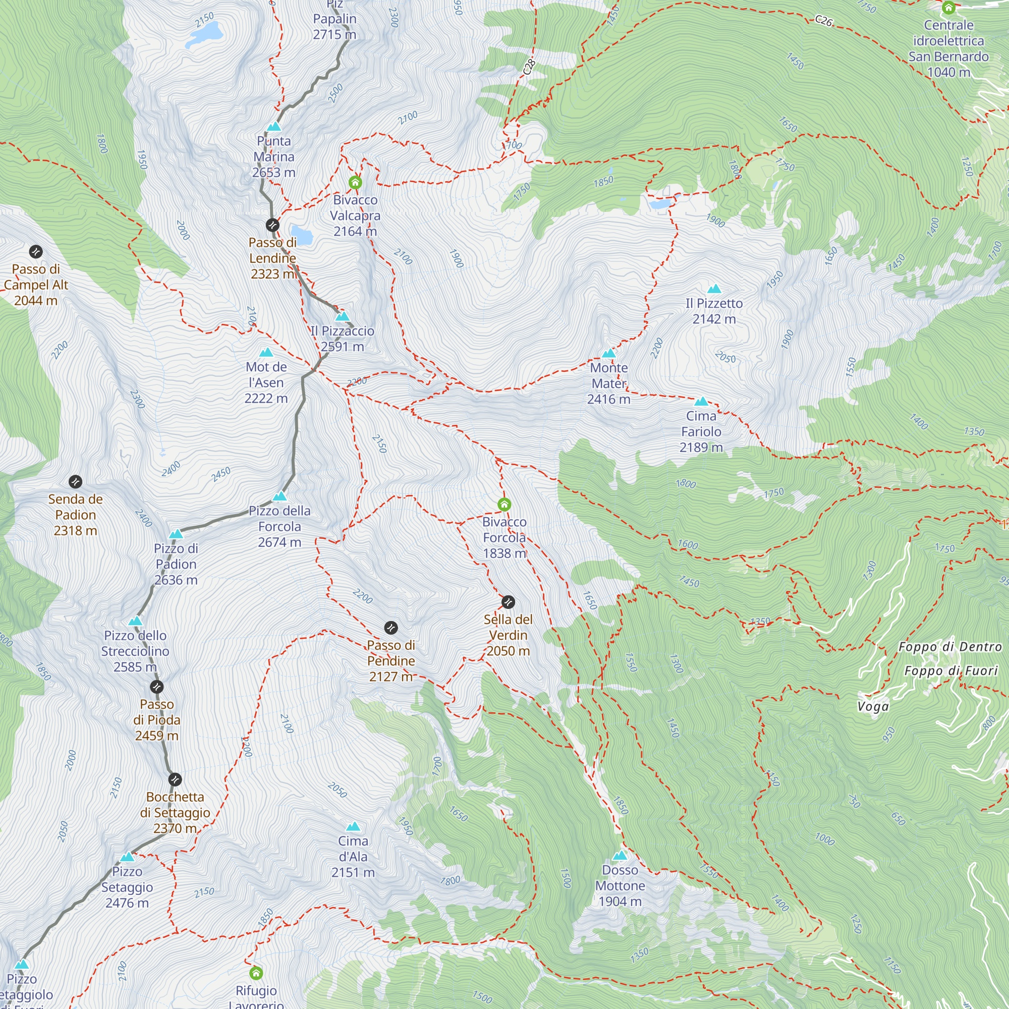 Bivacco Forcola map