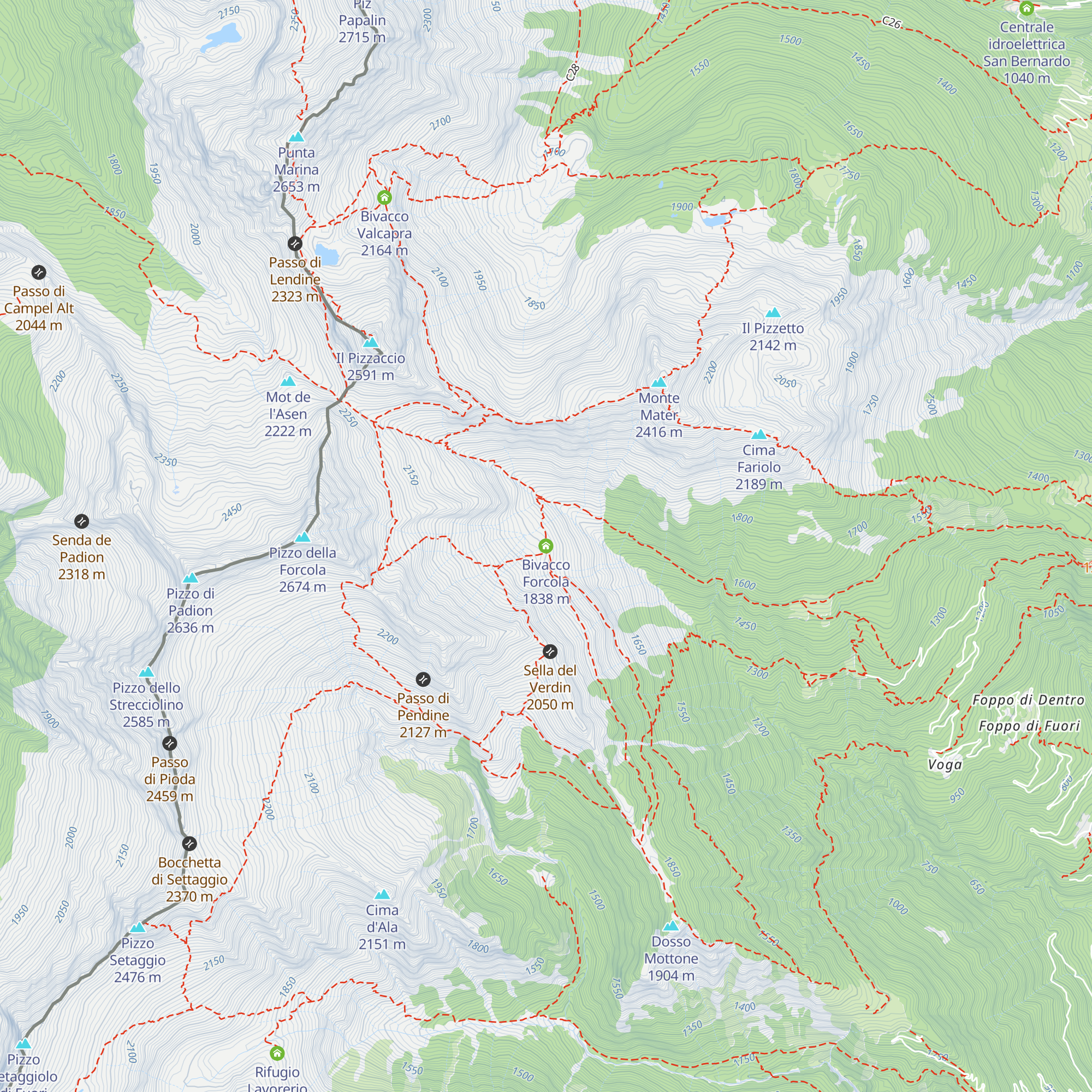 Bivacco Forcola map