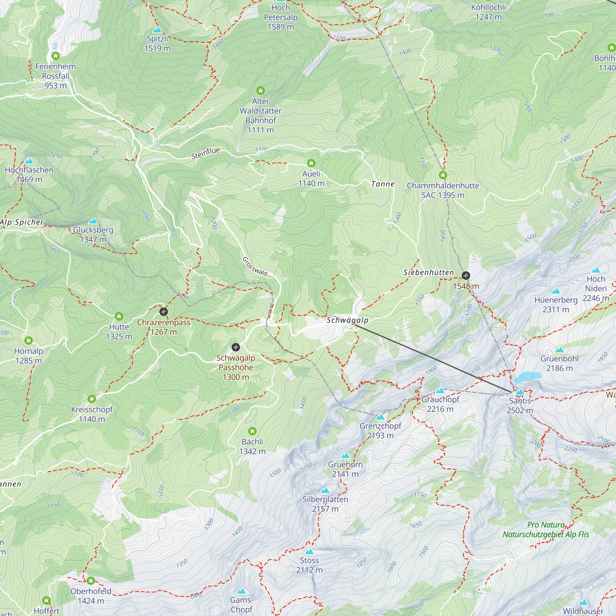 Skiclub Urnäsch Clubhütte Bellis map