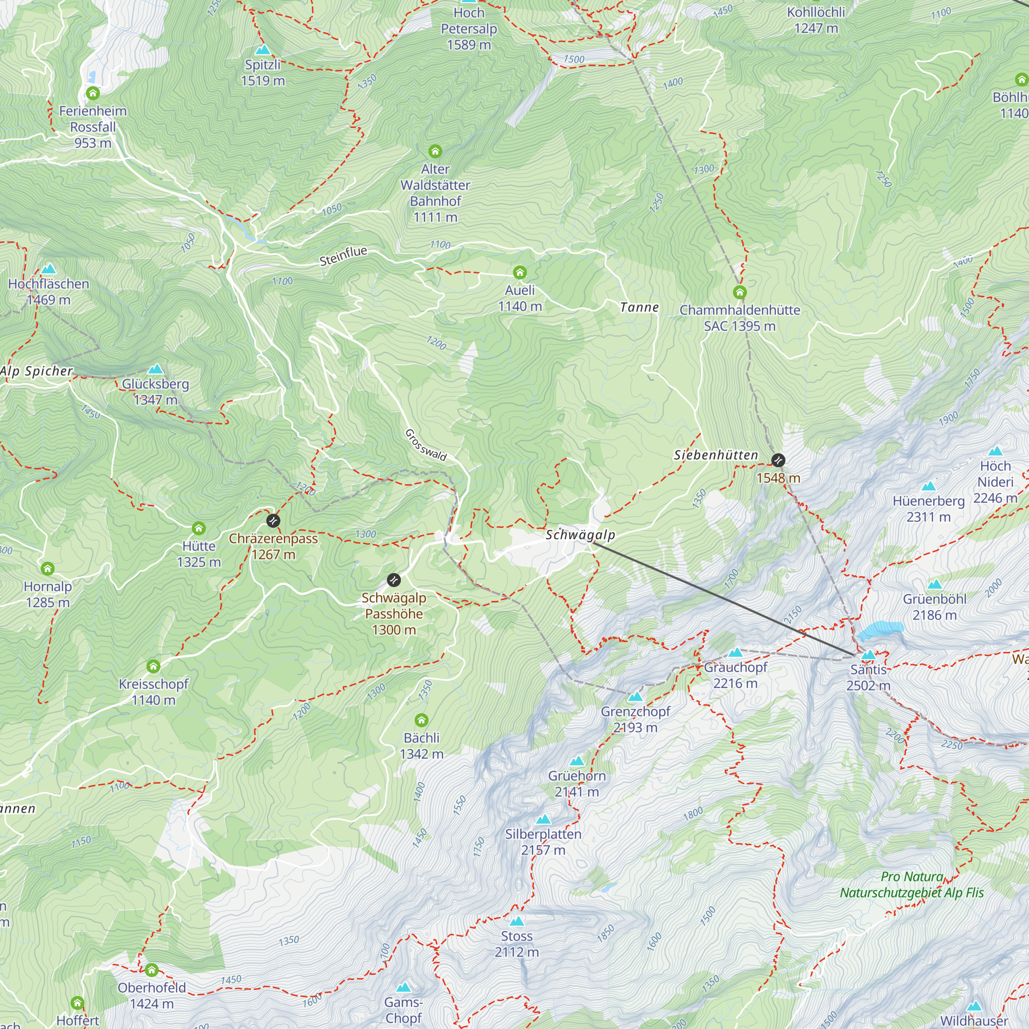 Skiclub Urnäsch Clubhütte Bellis map