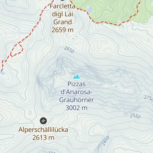 Map of Pizzas d'Anarosa-Grauhörner