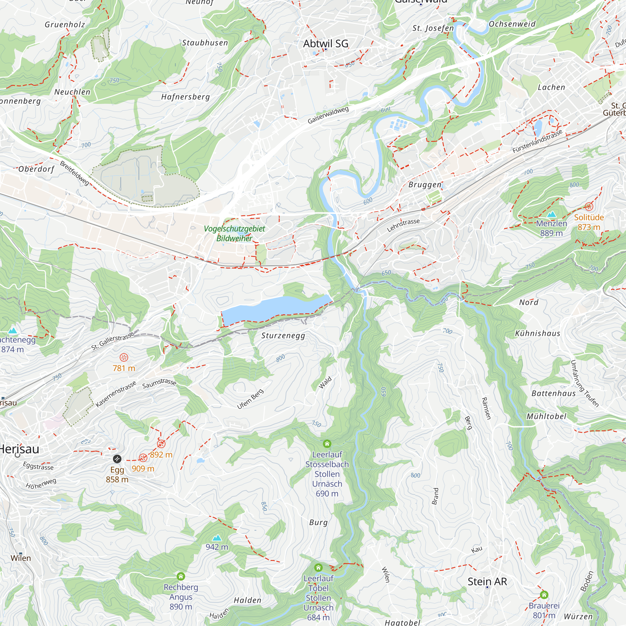 Wasserzuleitung Urnäsch map