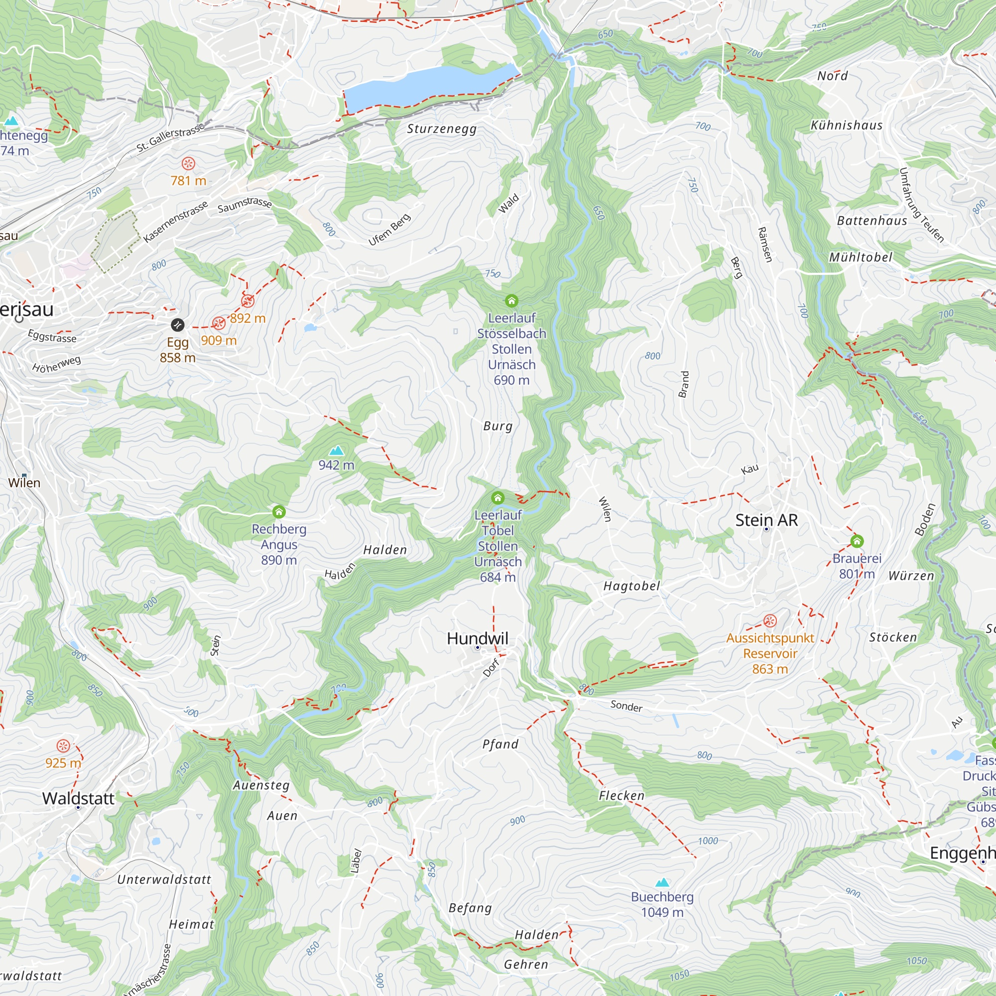 Leerlauf Tobel Stollen Urnäsch map
