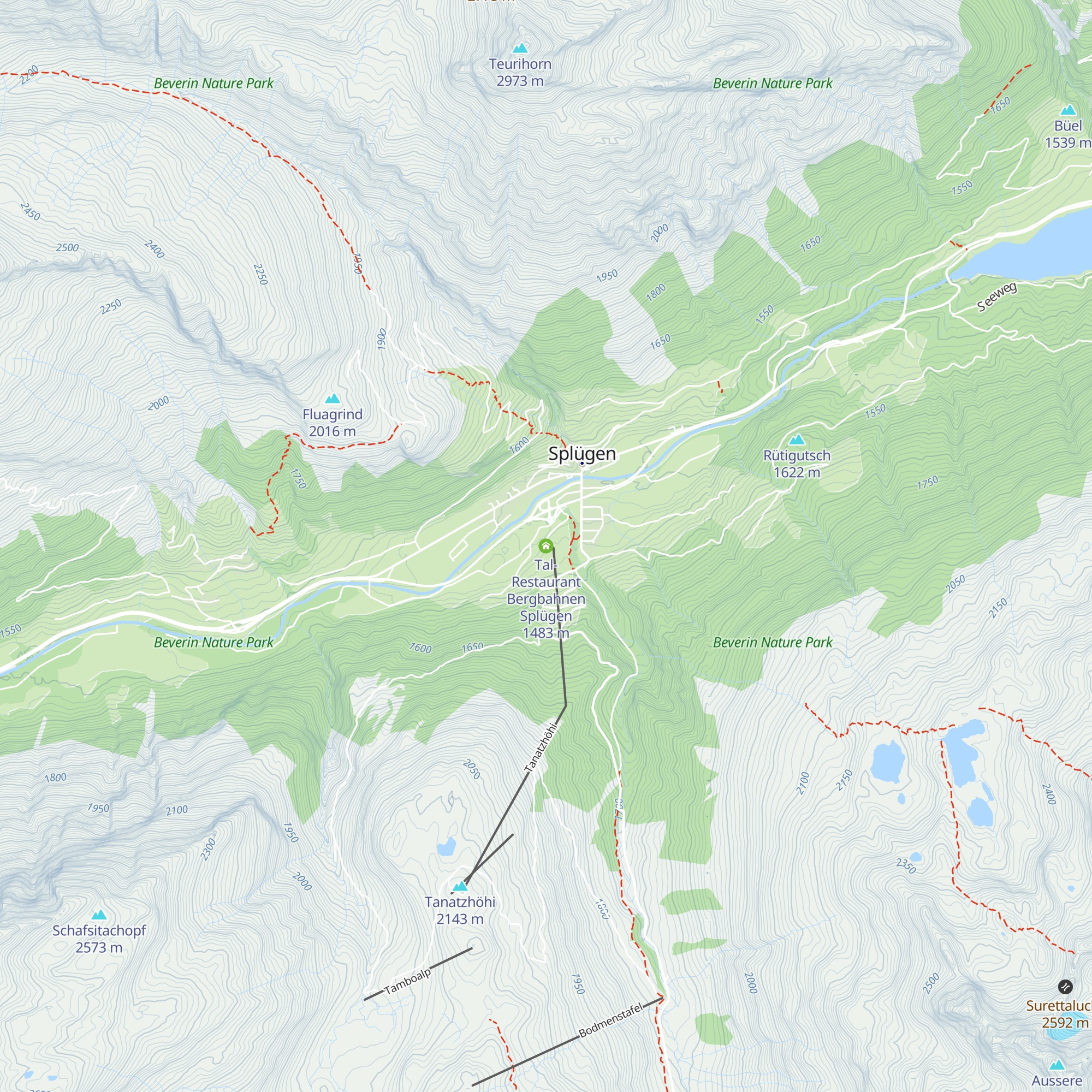 Tal-Restaurant Bergbahnen Splügen map