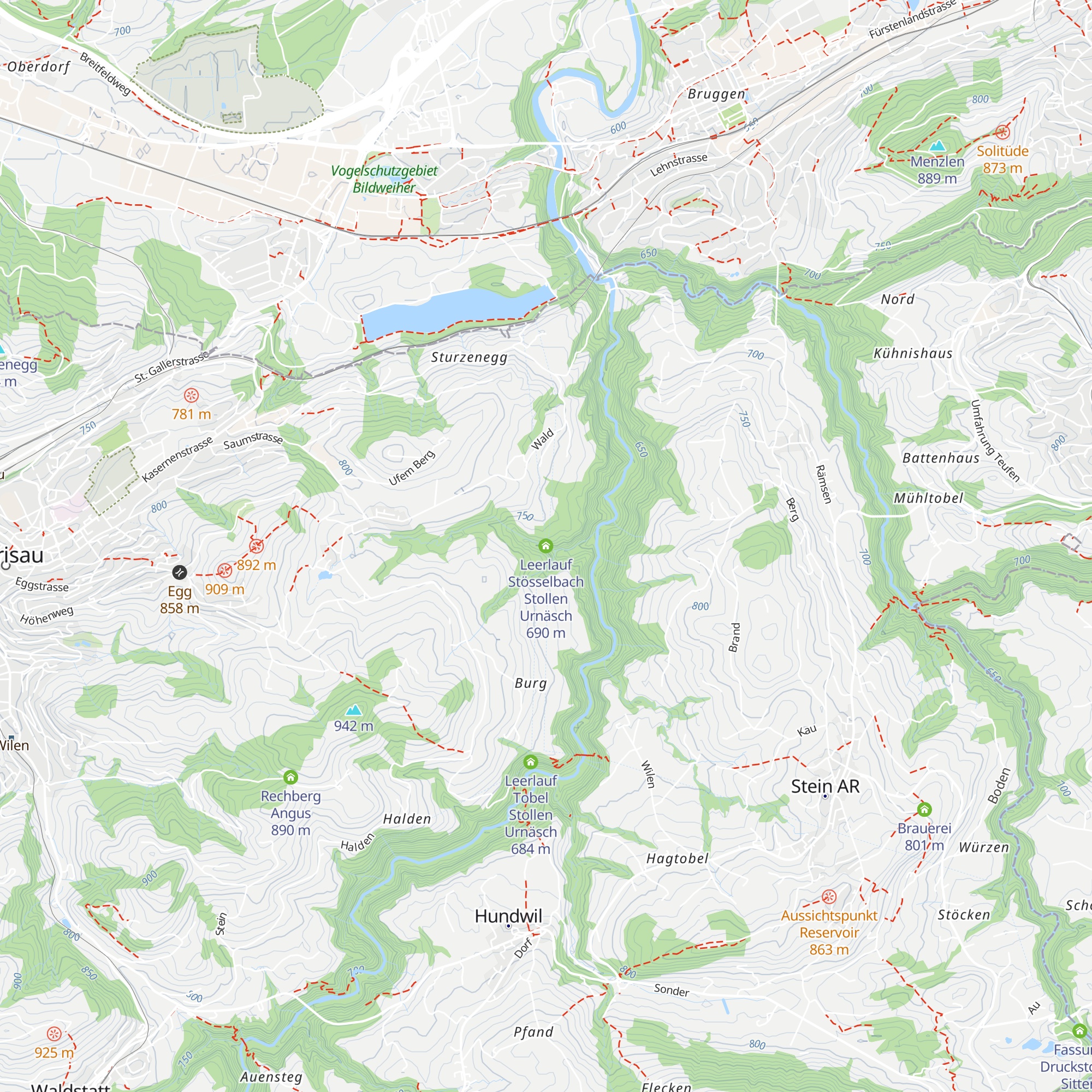 Leerlauf Stösselbach Stollen Urnäsch map