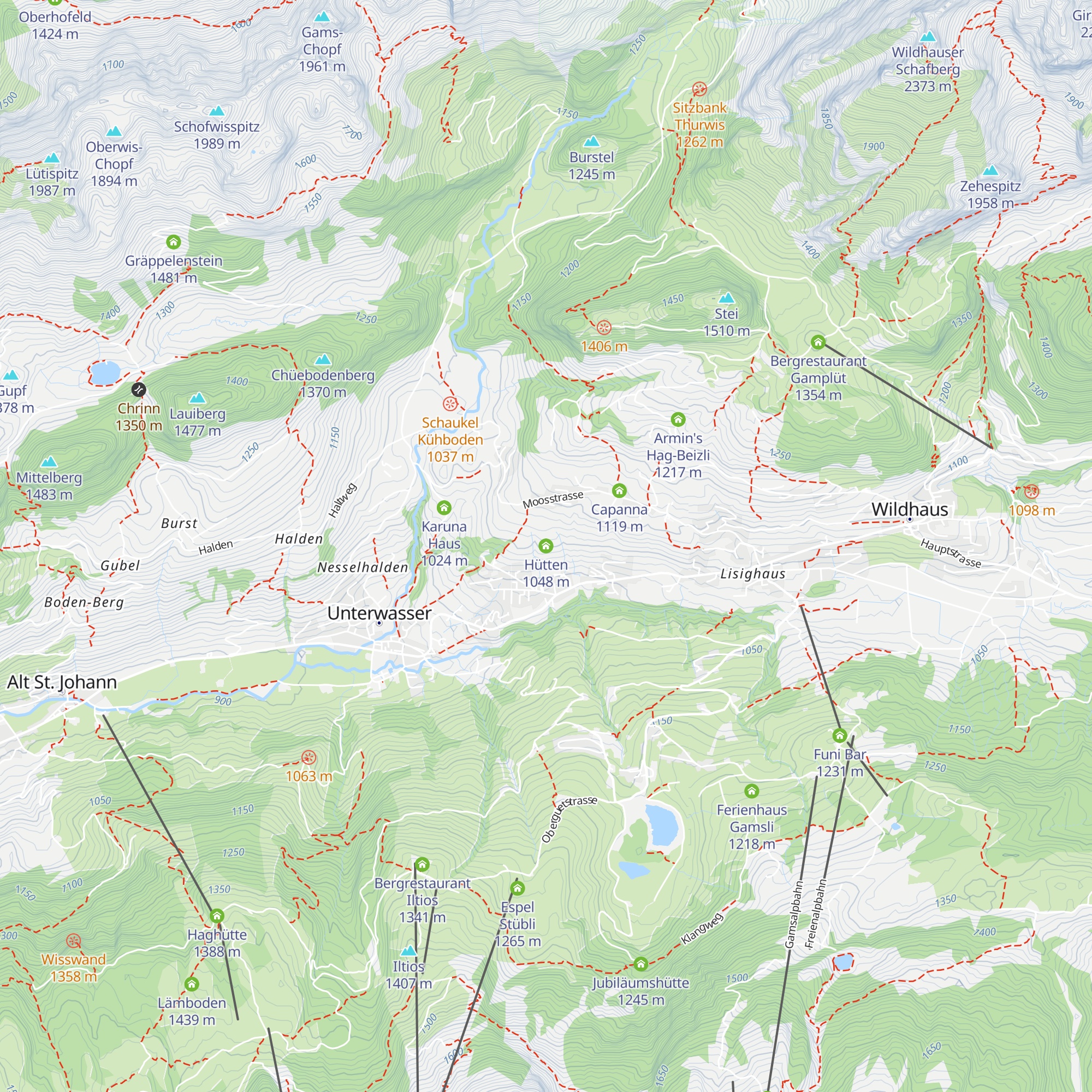 Hütten map