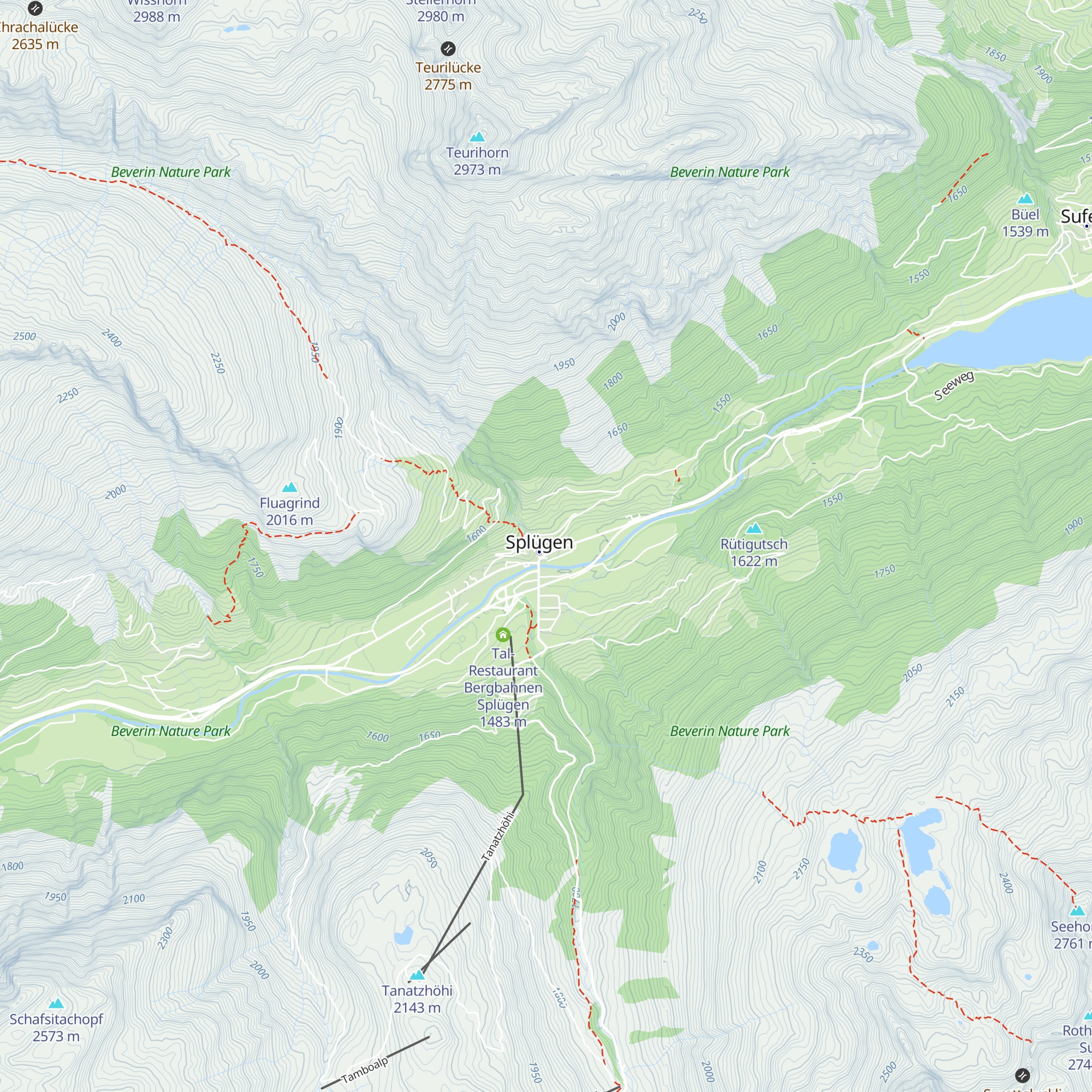 Gästeinformation Splügen map