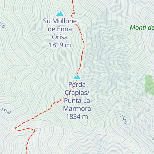 Map of Perda Cràpias/Punta La Marmora