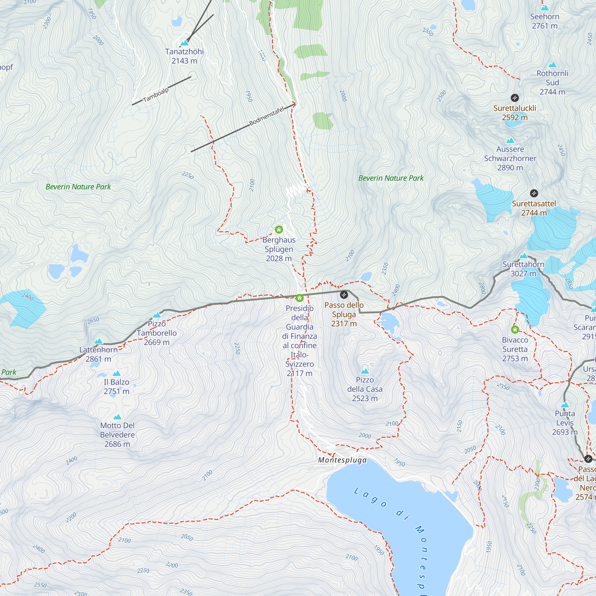 Dogana del Passo dello Spluga map