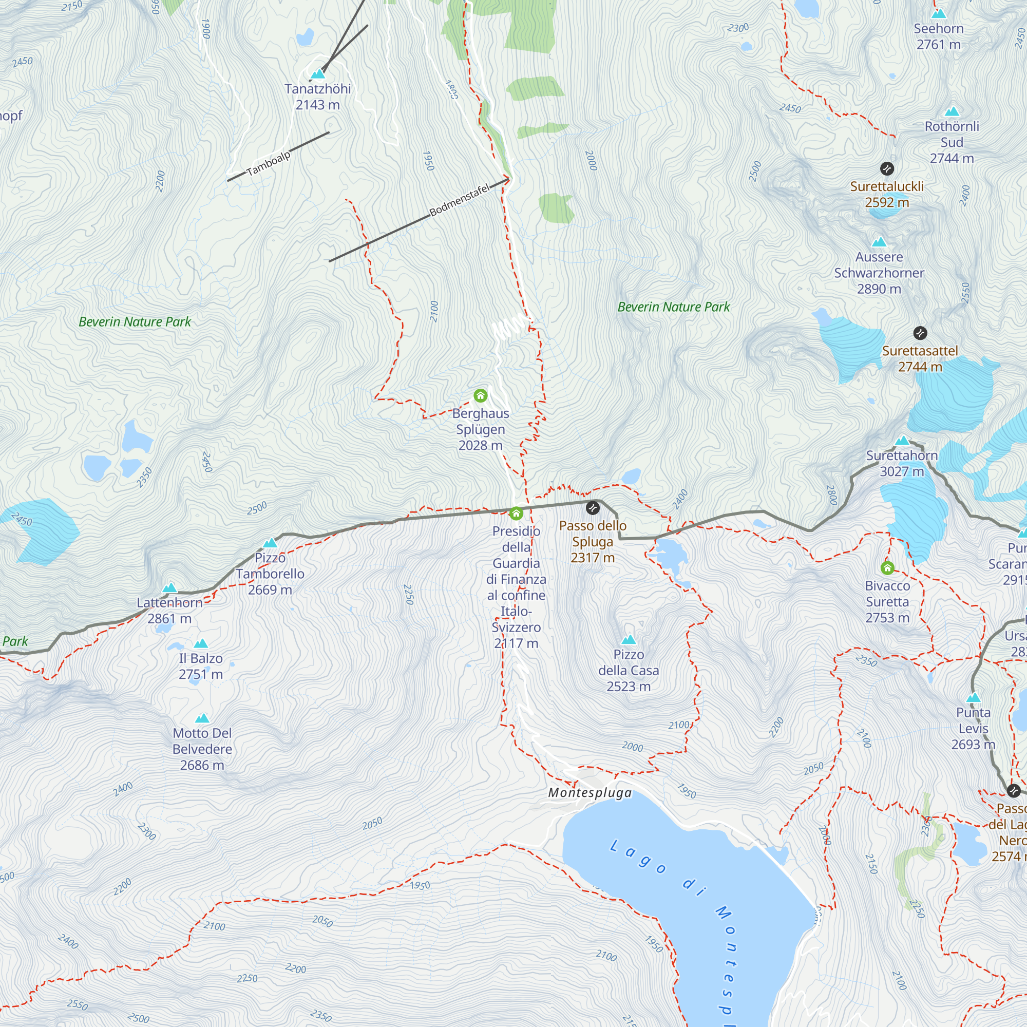 Dogana del Passo dello Spluga map